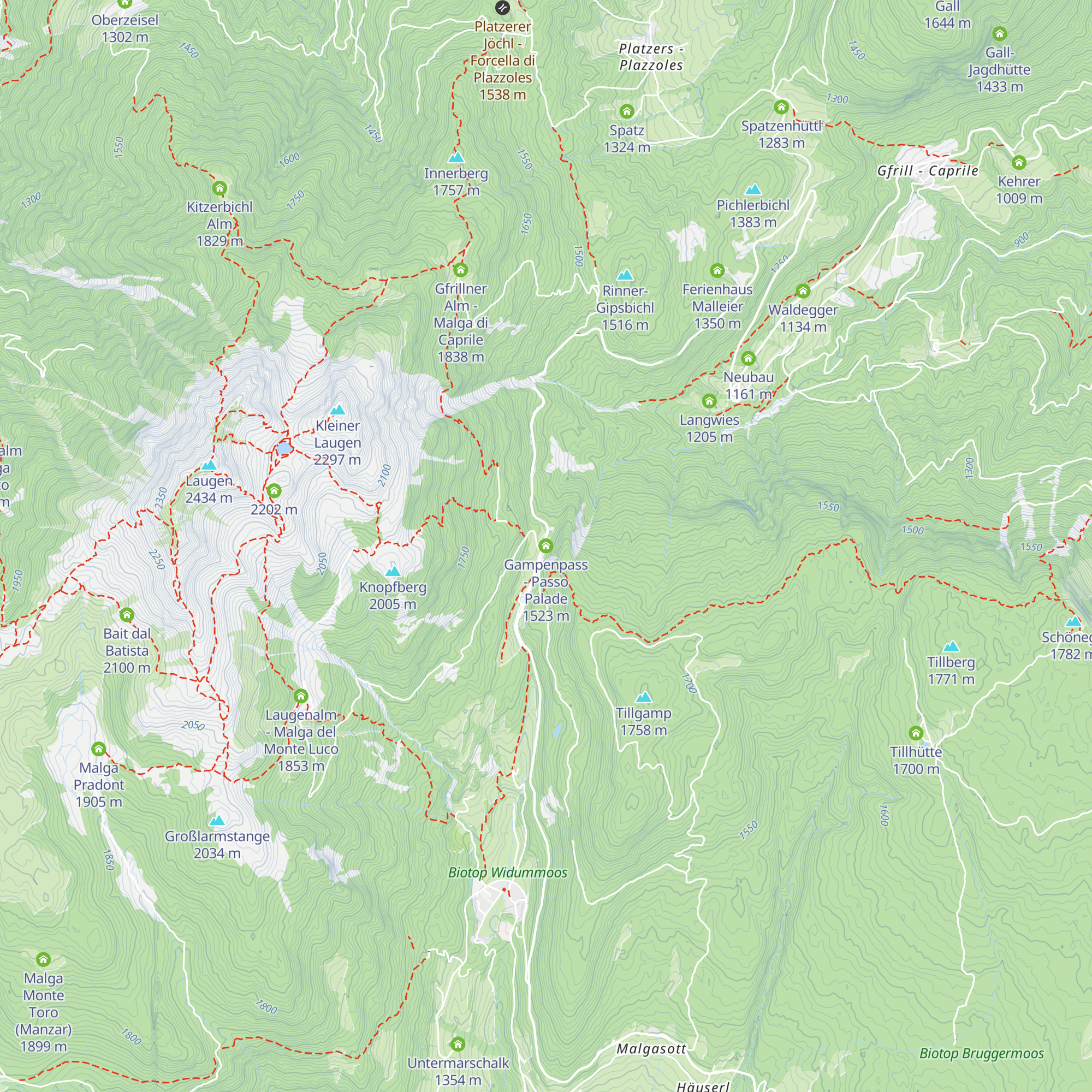 Gampenpass - Passo Palade map