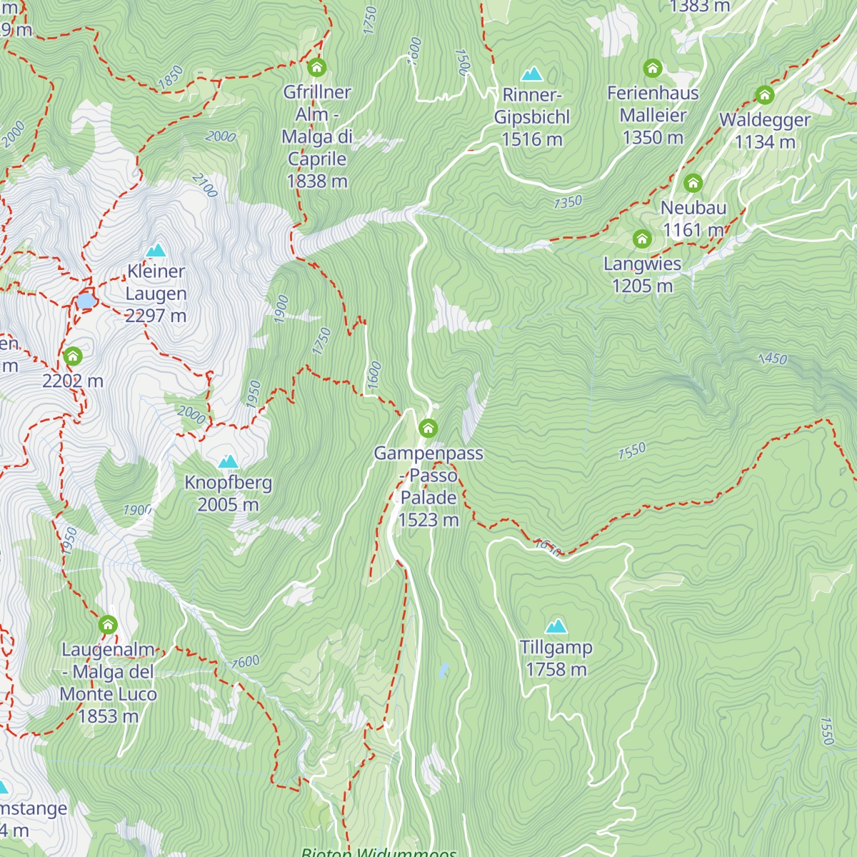 Gampenpass - Passo Palade map