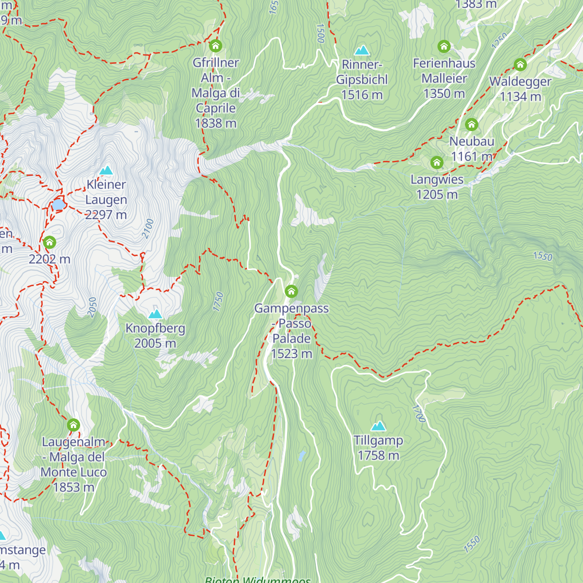 Gampenpass - Passo Palade map