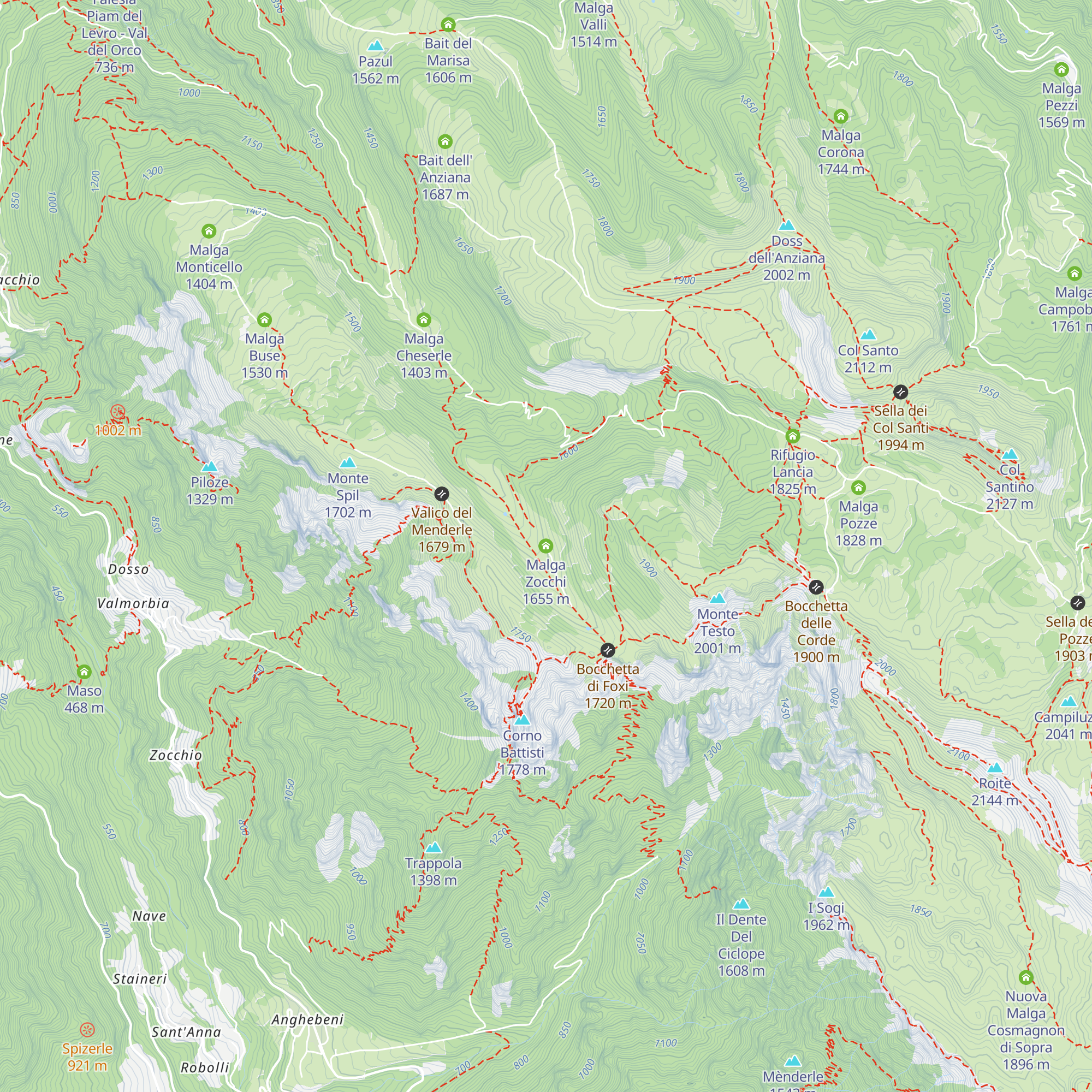 Malga Zocchi map
