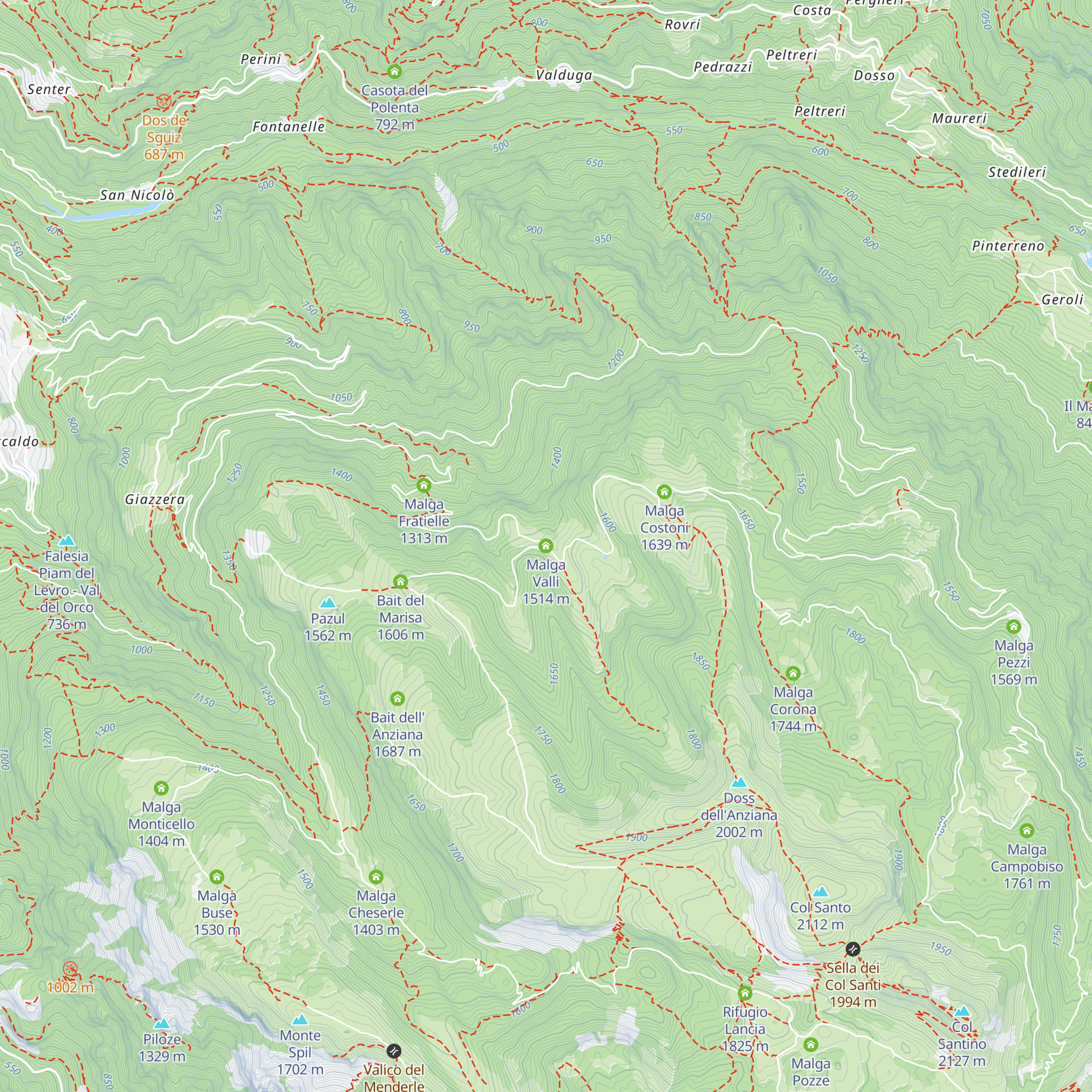 Malga Valli map