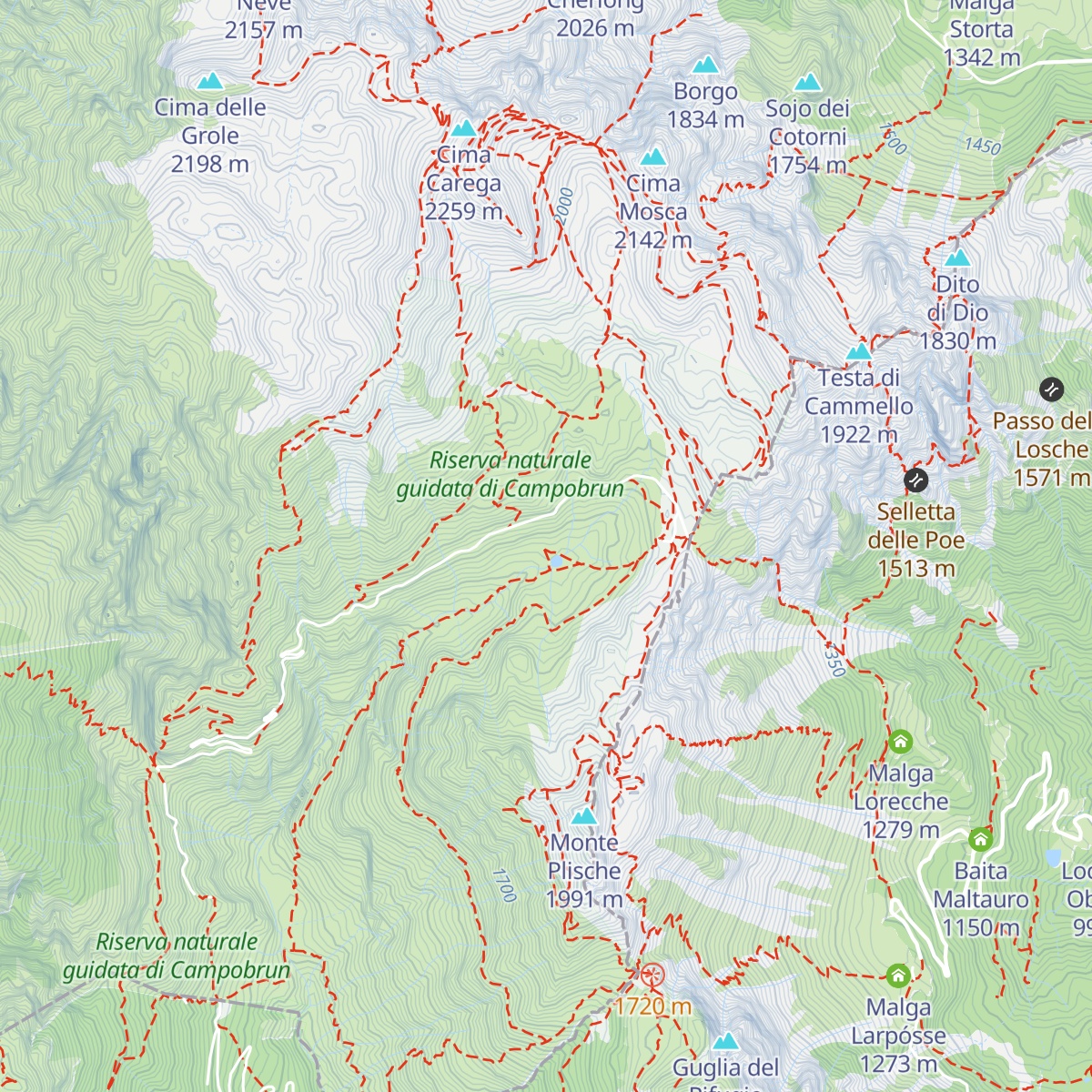Malga Campobrun map