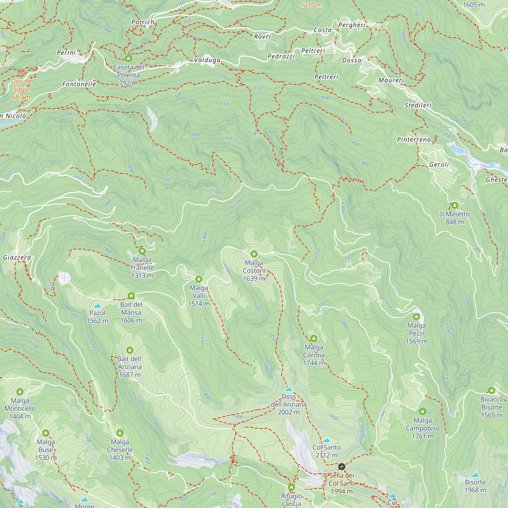 Malga Costoni map