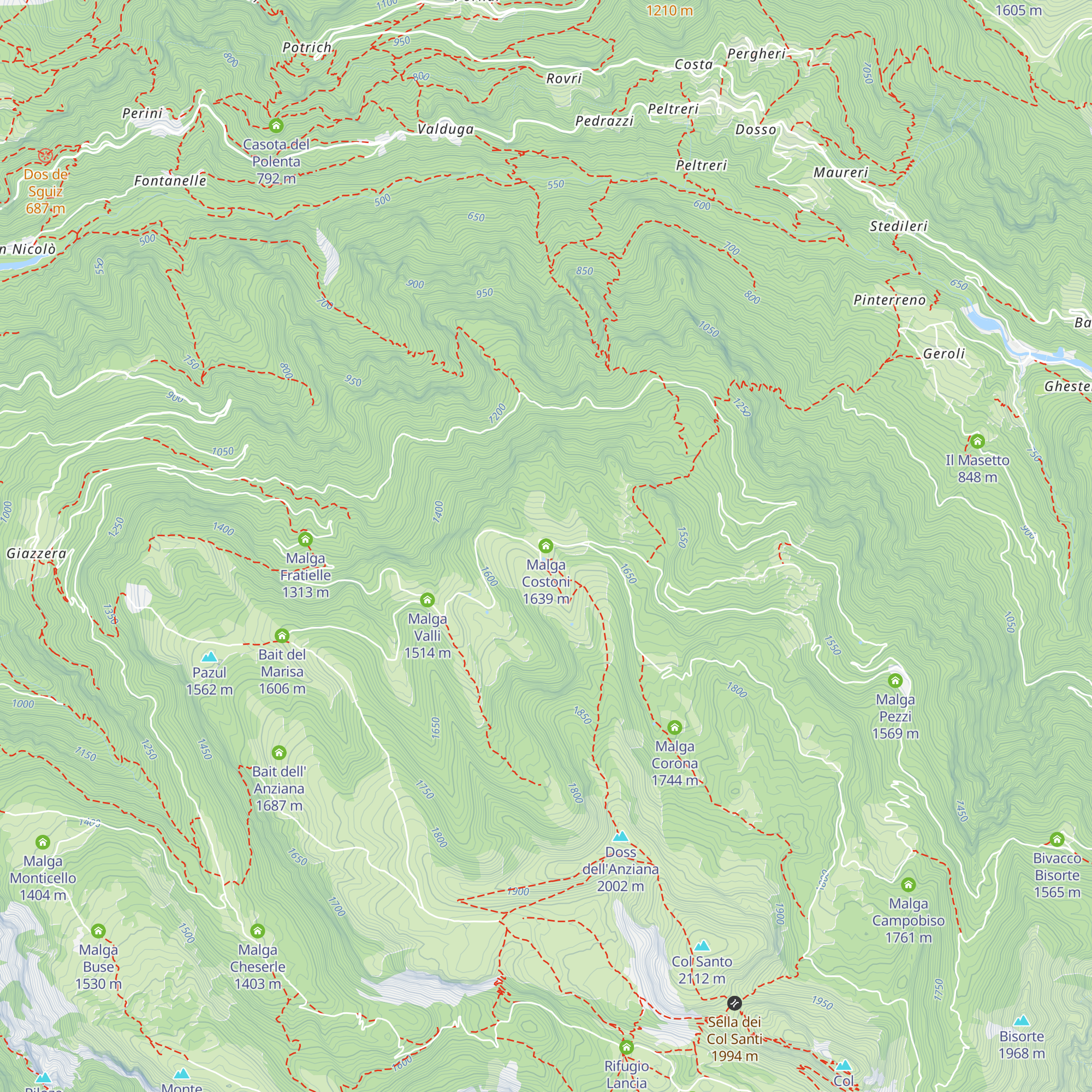 Malga Costoni map