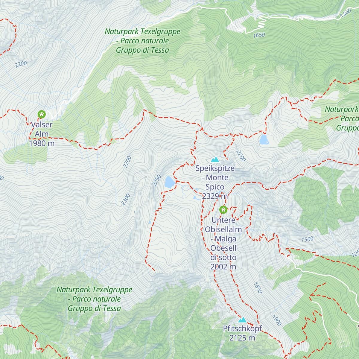 Obere Obisellalm - Malga Obesell di sopra map