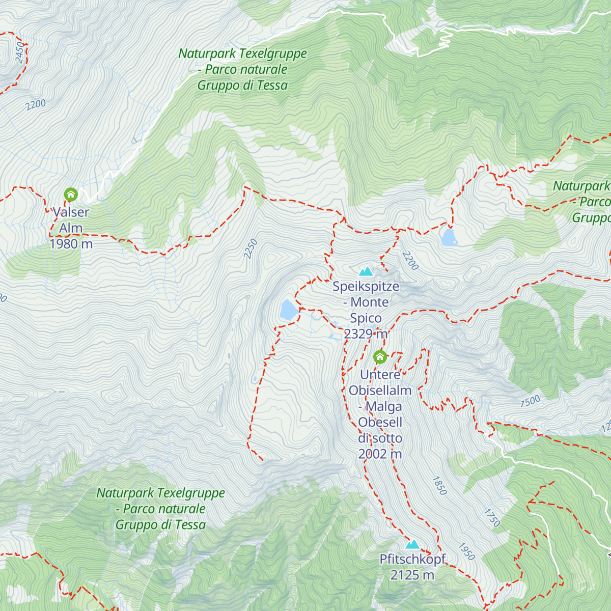 Obere Obisellalm - Malga Obesell di sopra map