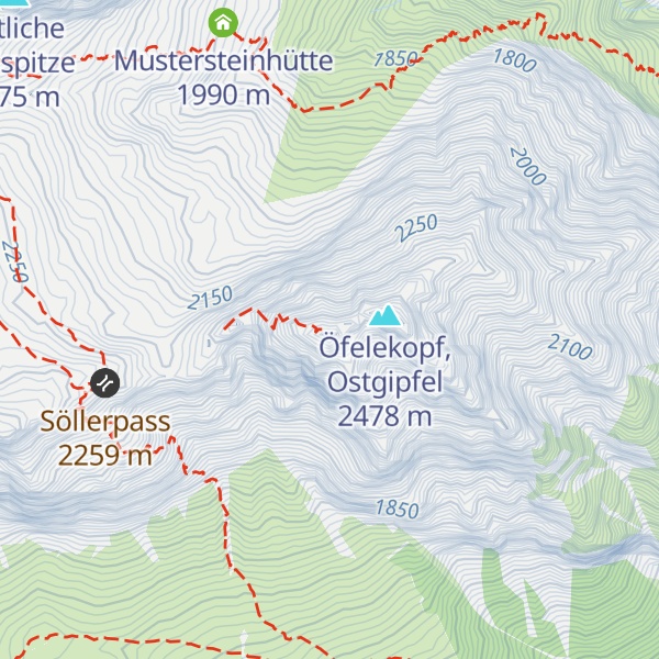 Map of Öfelekopf, Westgipfel