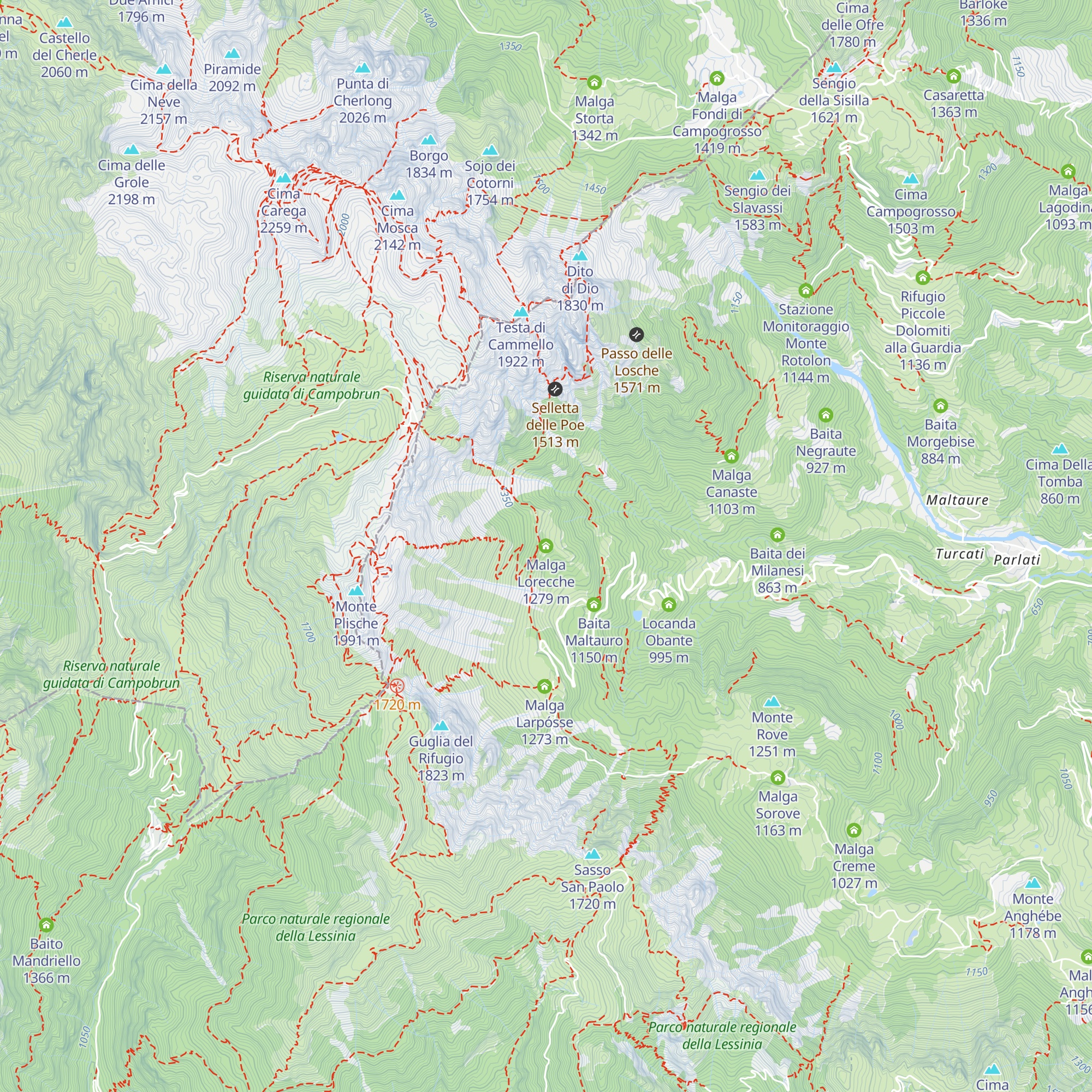 Malga Lorecche map