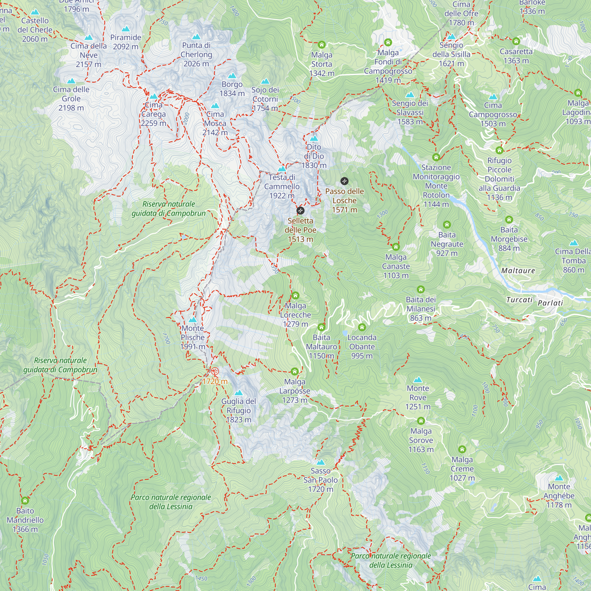 Malga Lorecche map