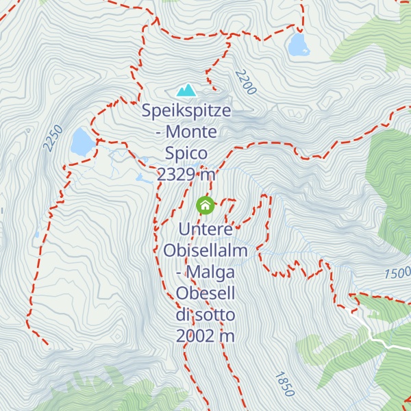 Map of Untere Obisellalm - Malga Obesell di sotto