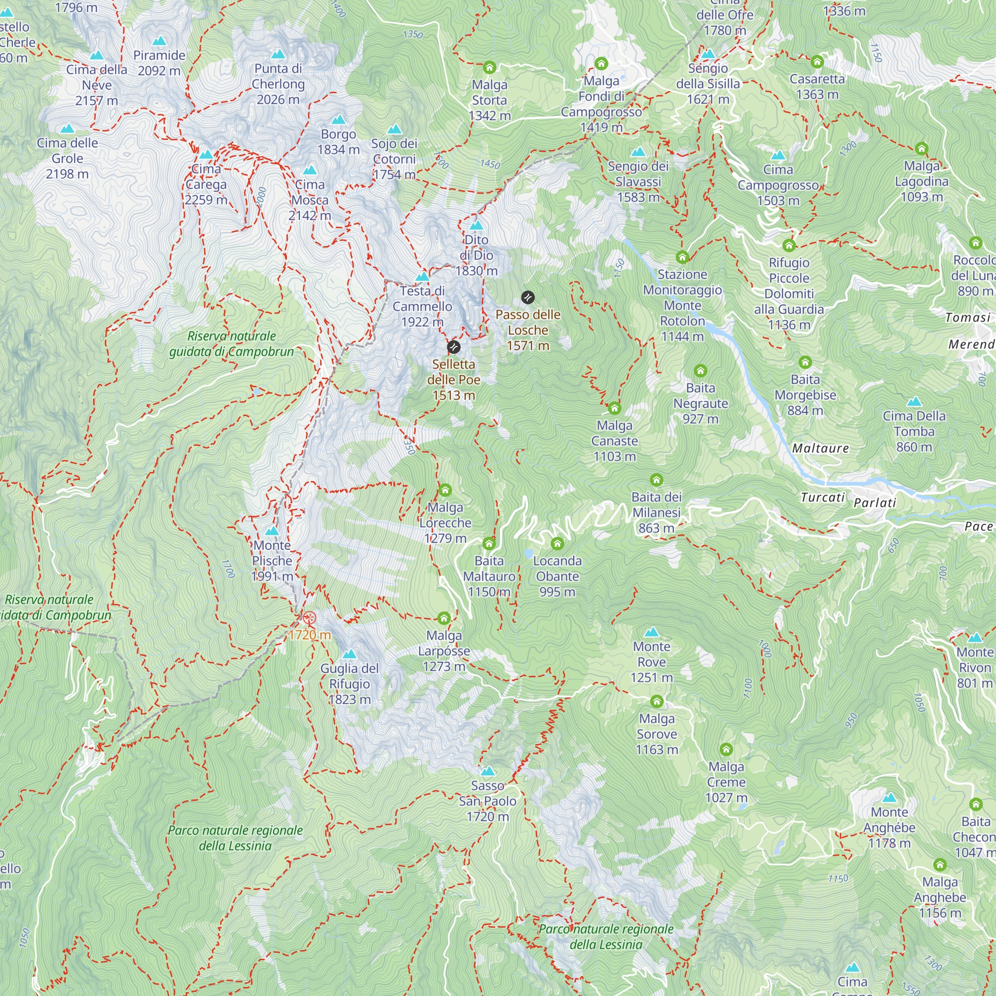 Malga Langarte map
