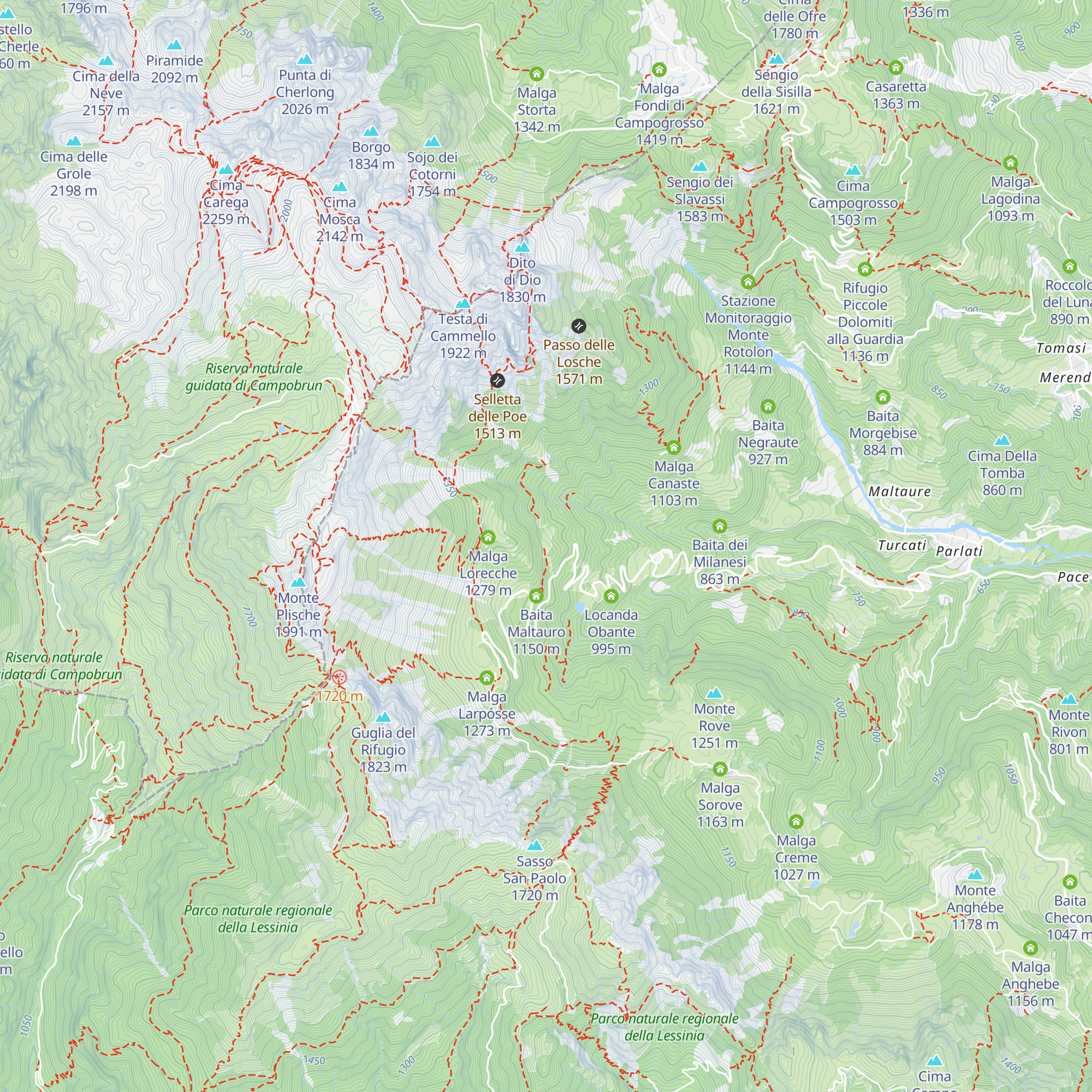Malga Langarte map