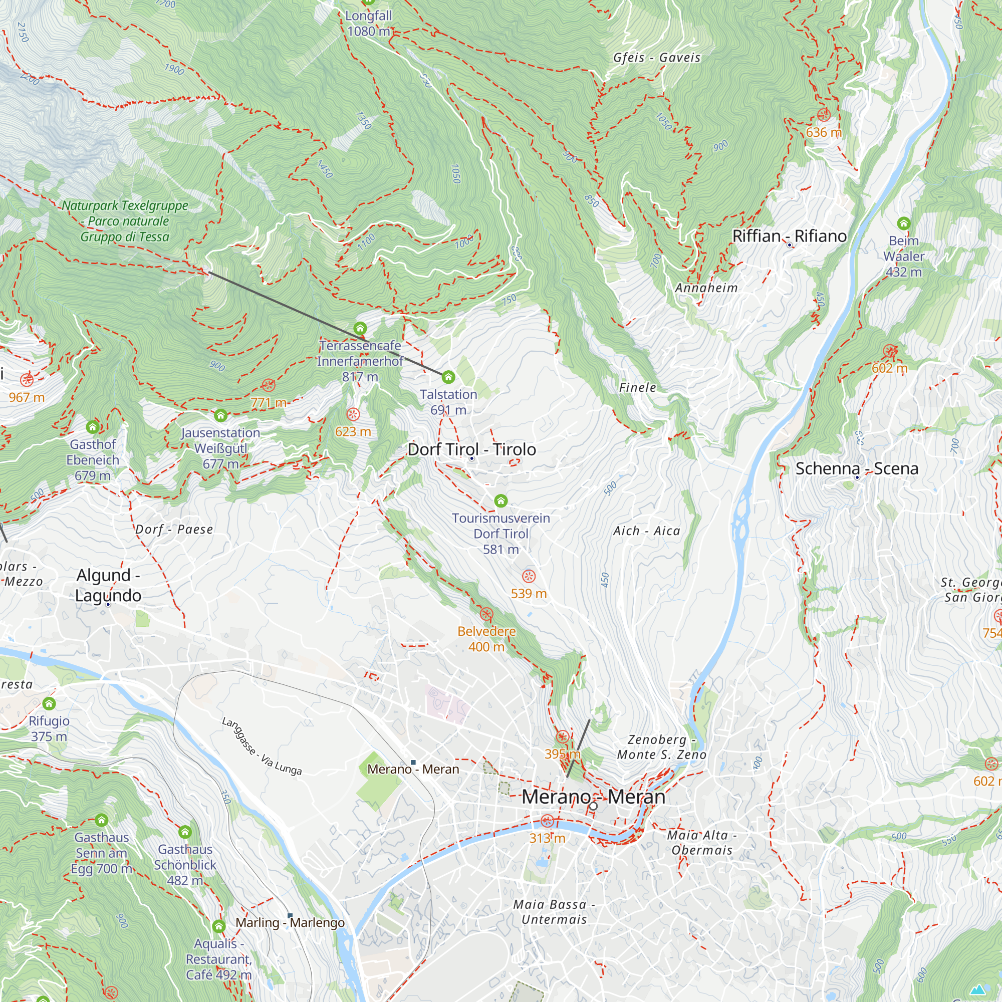 Tourismusverein Dorf Tirol map