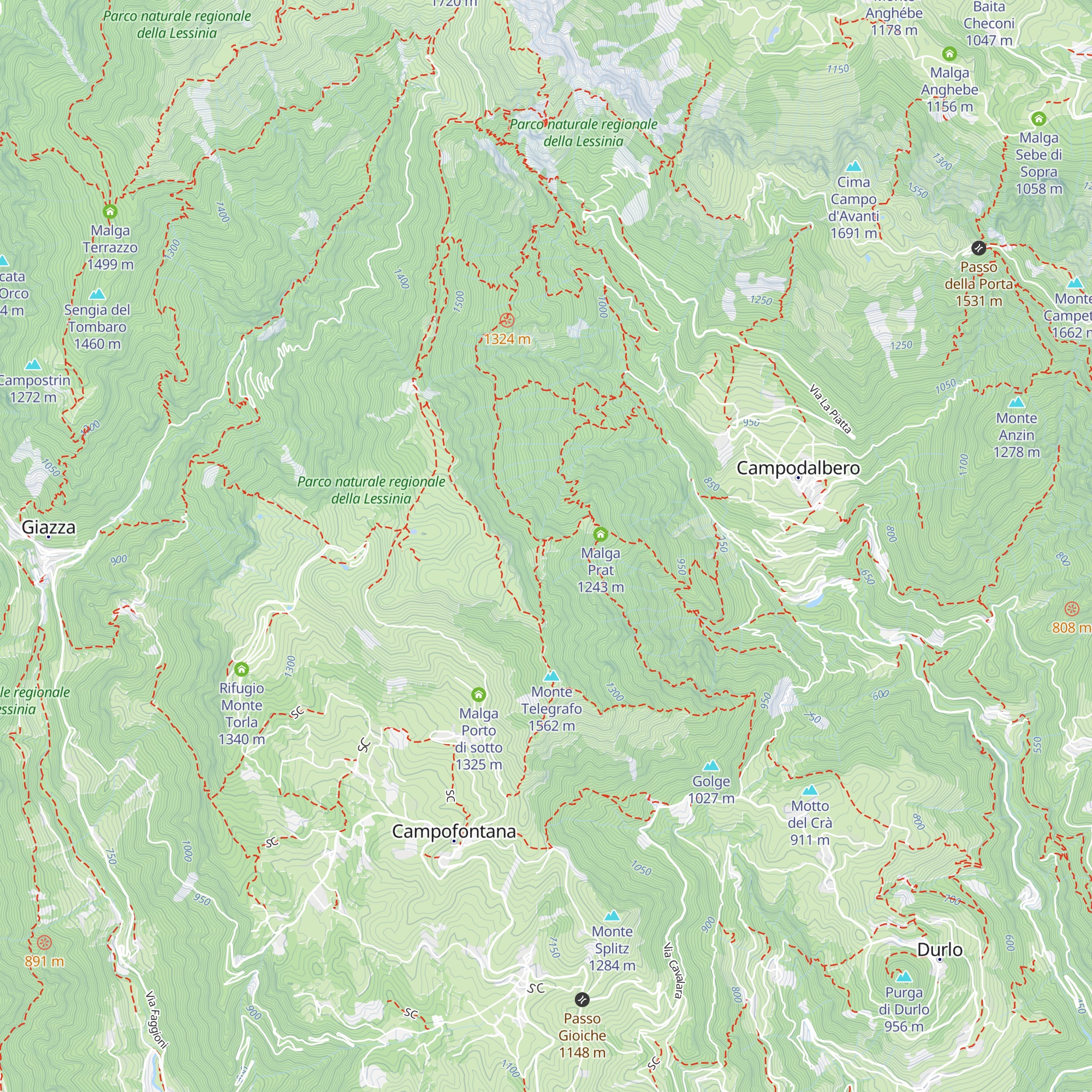 Malga Menderla map