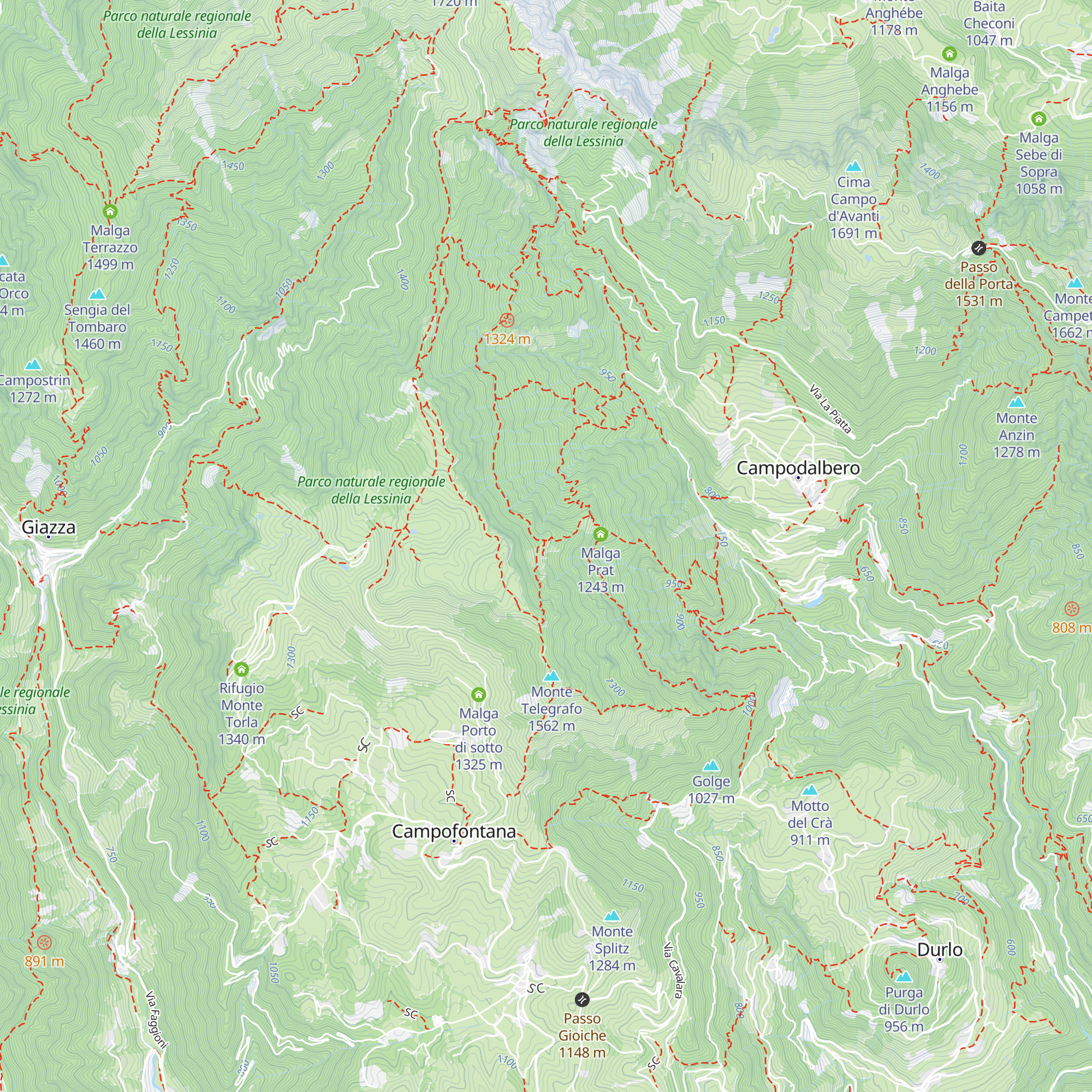 Malga Menderla map