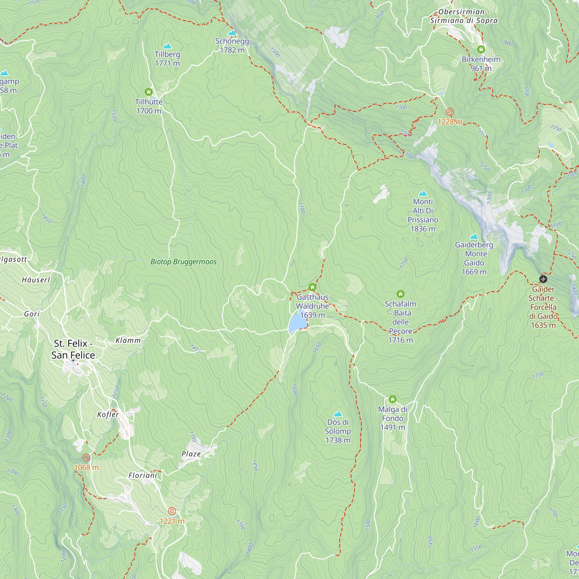 Felixer Alm - Malga S. Felice map