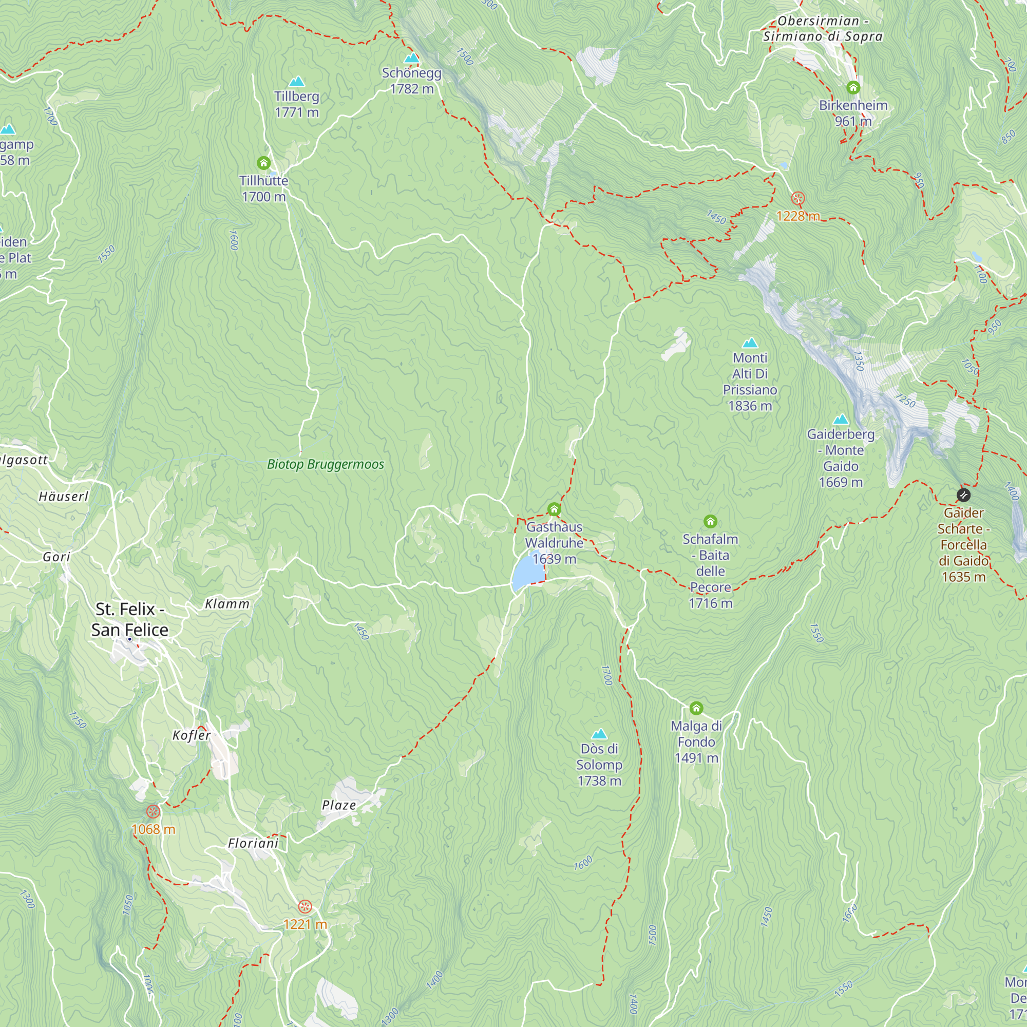 Felixer Alm - Malga S. Felice map