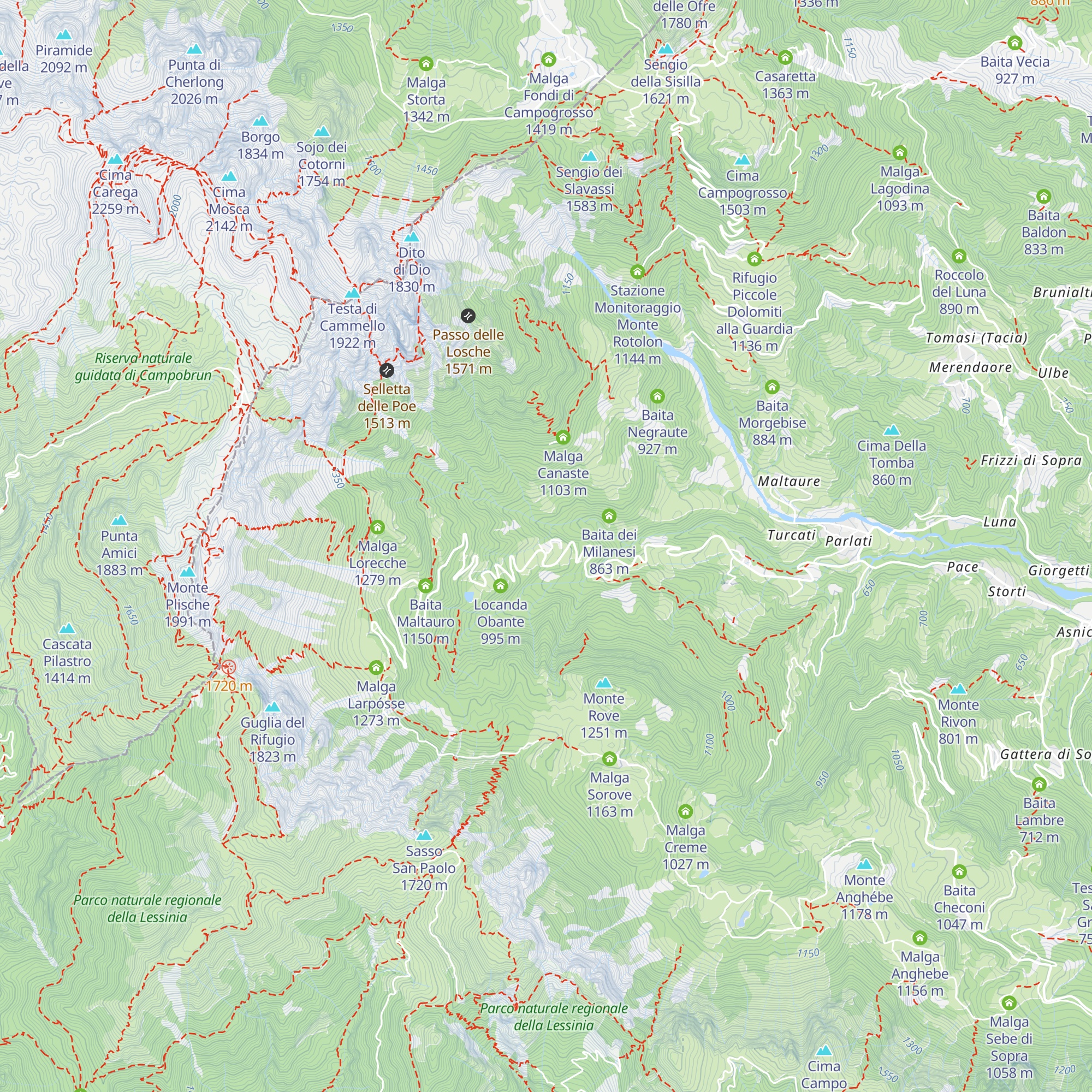 Malga Lora map