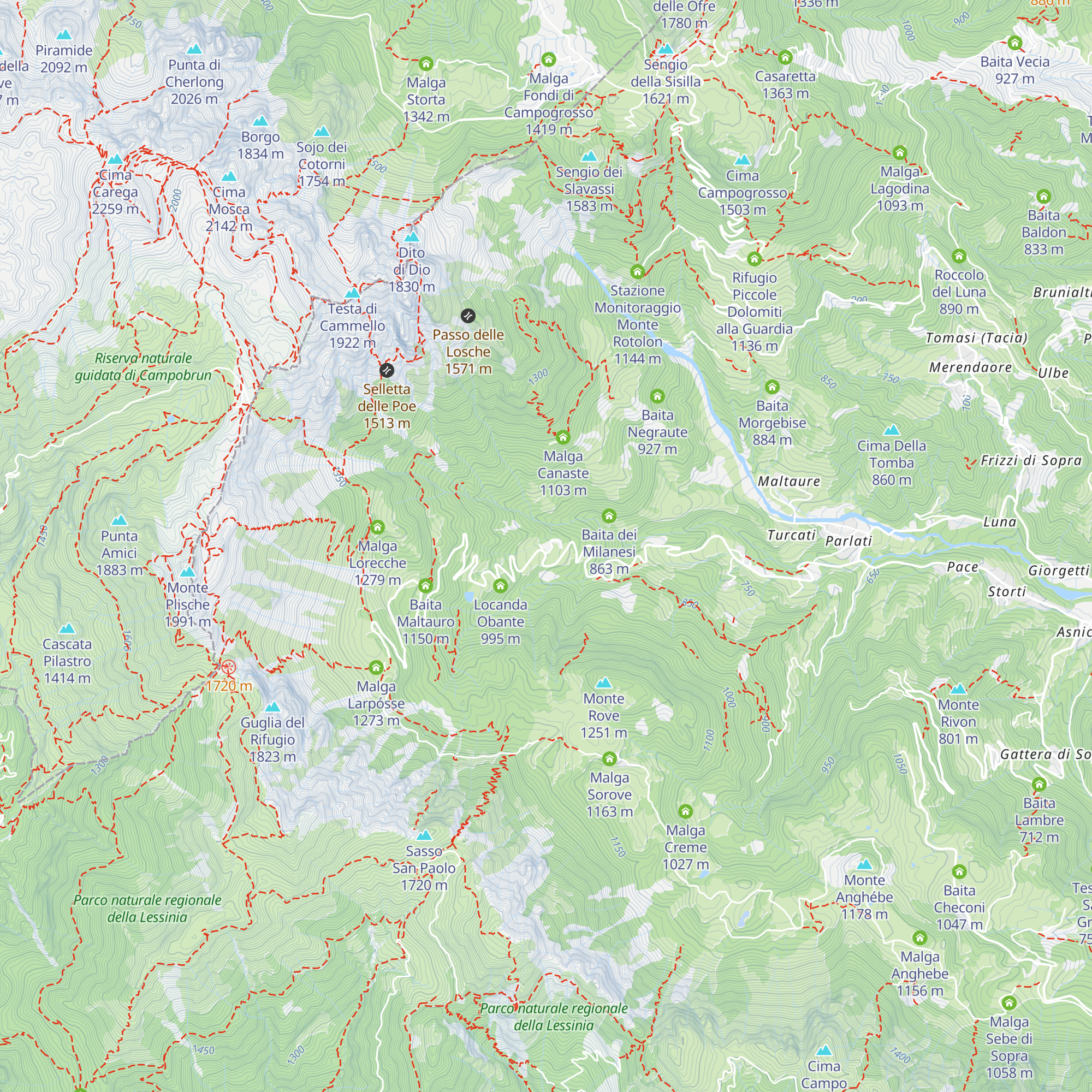 Malga Lora map