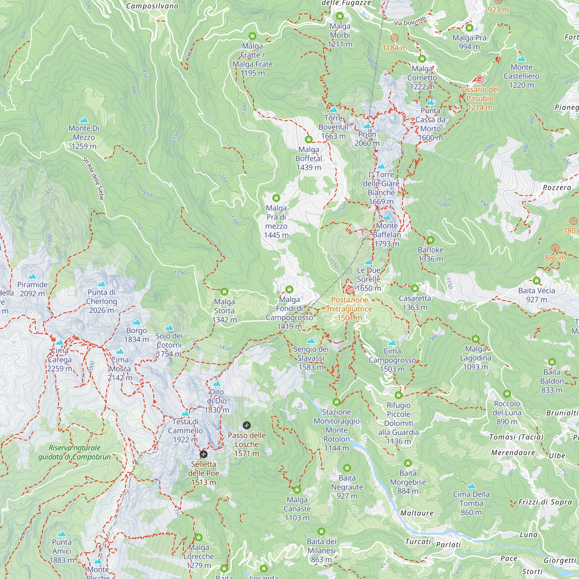 Malga Fondi di Campogrosso map