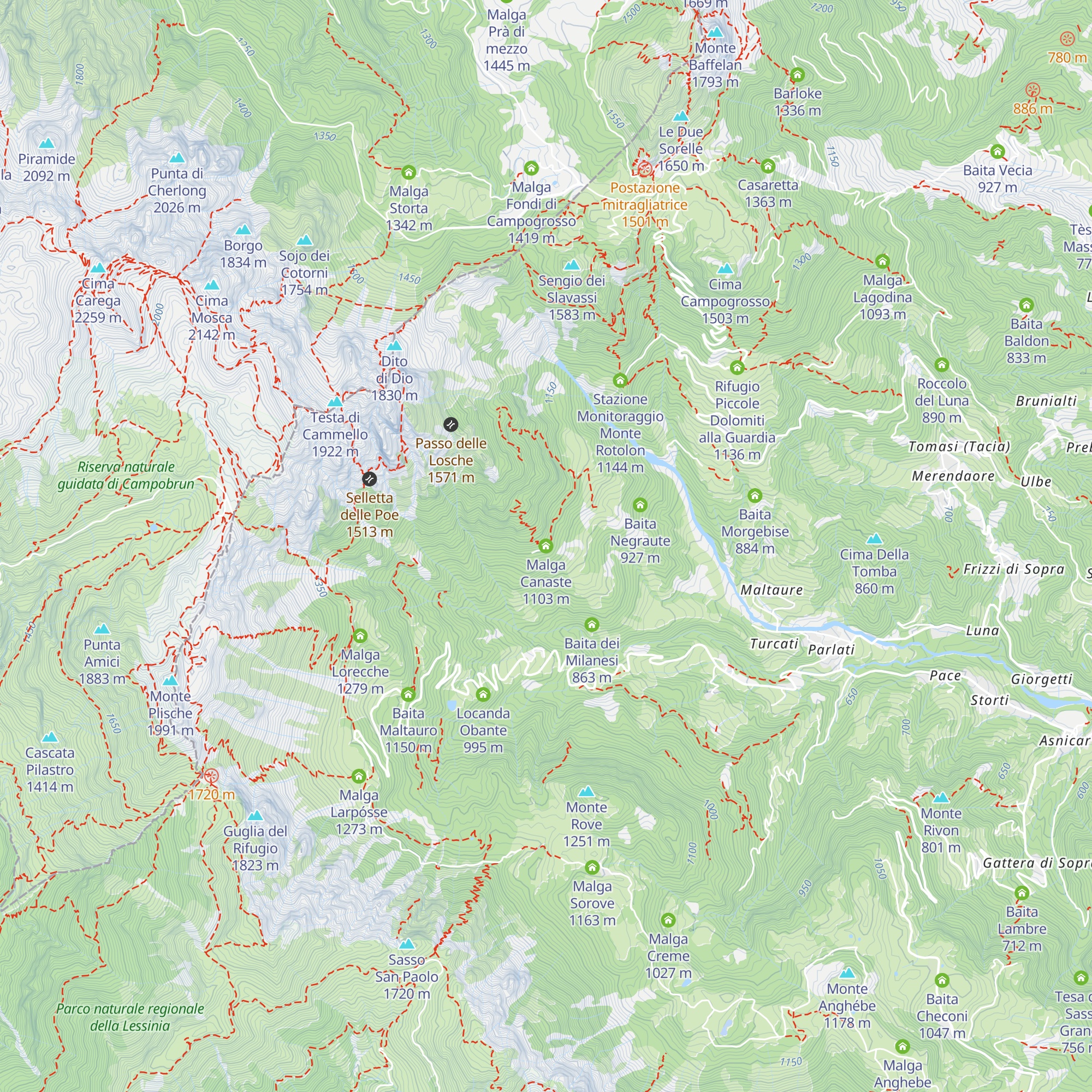 Malga Canaste map