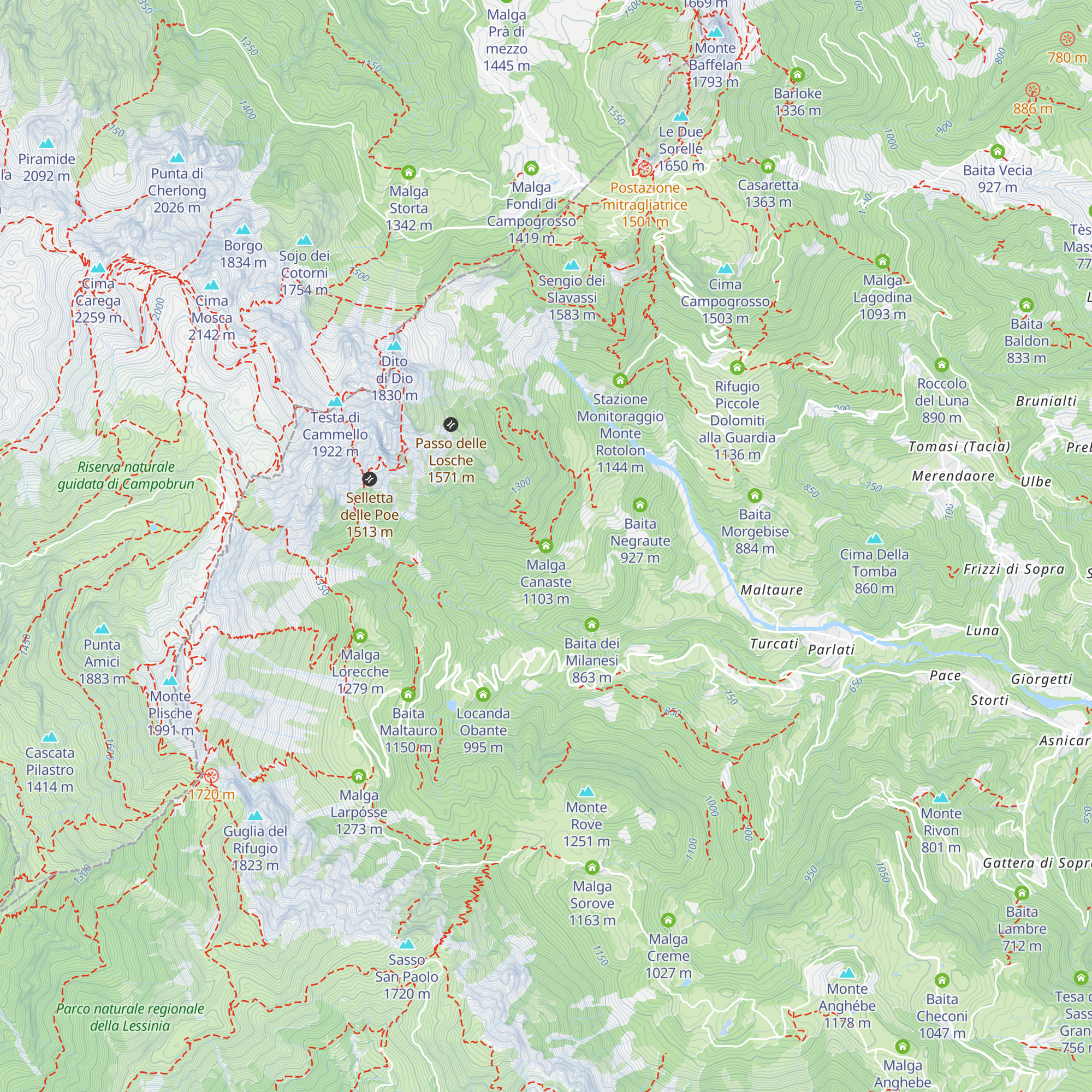 Malga Canaste map