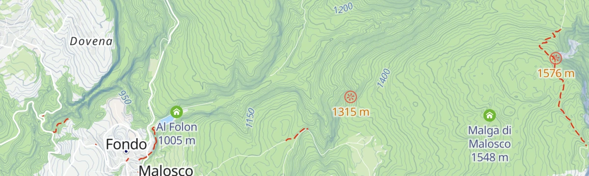 Map of the start of Marino Stenico Crag - 36 routes from 4c to 7c