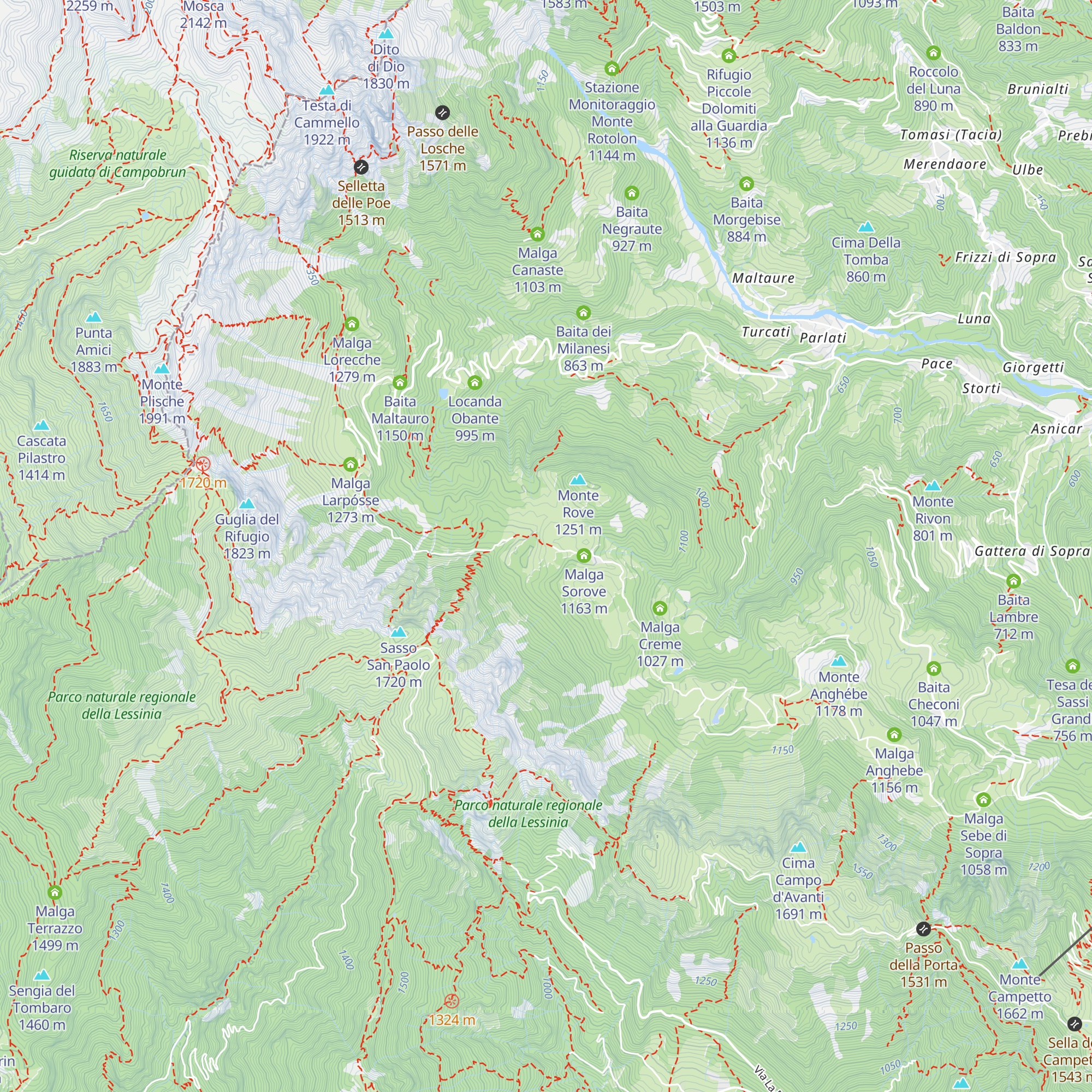 Malga Masolin map