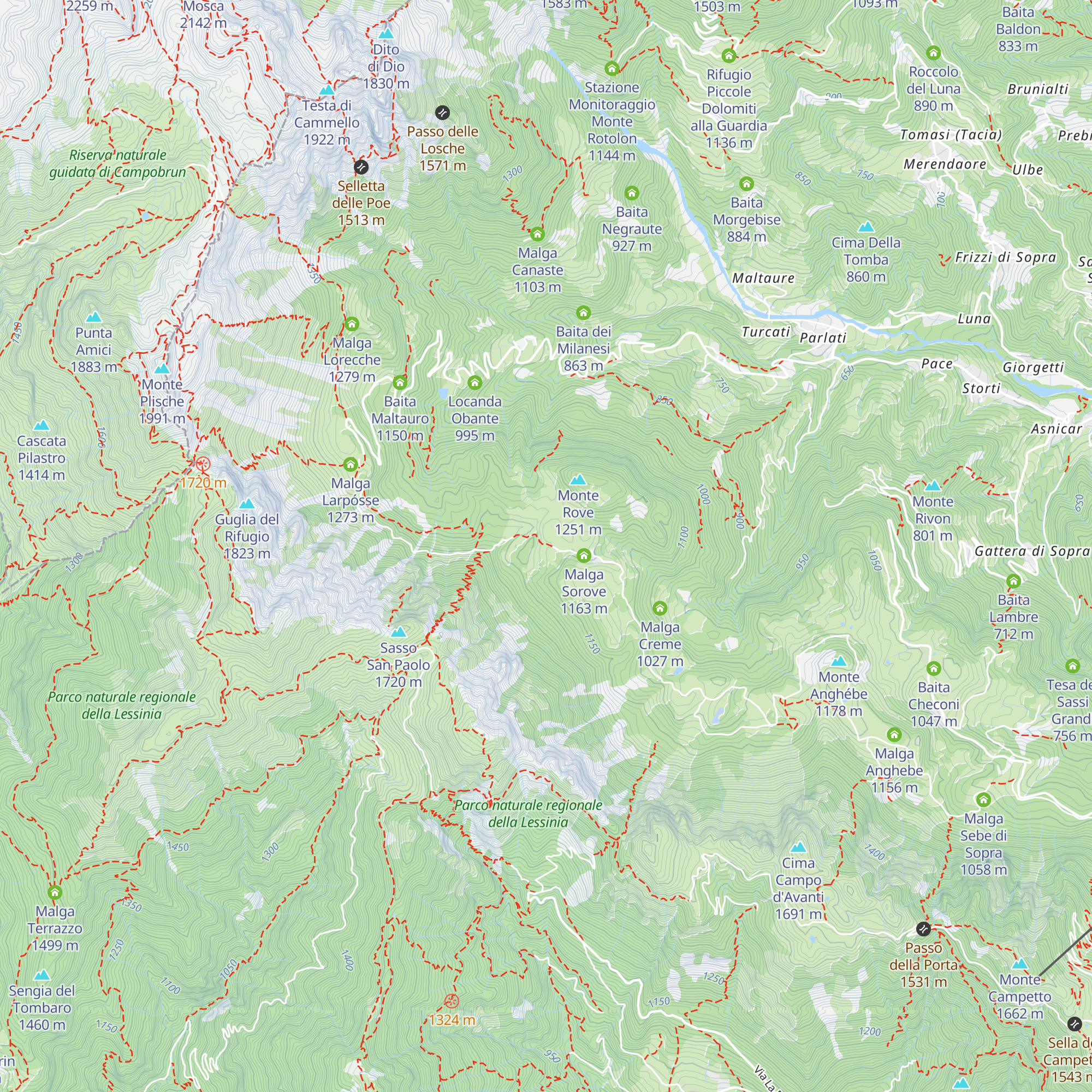 Malga Masolin map