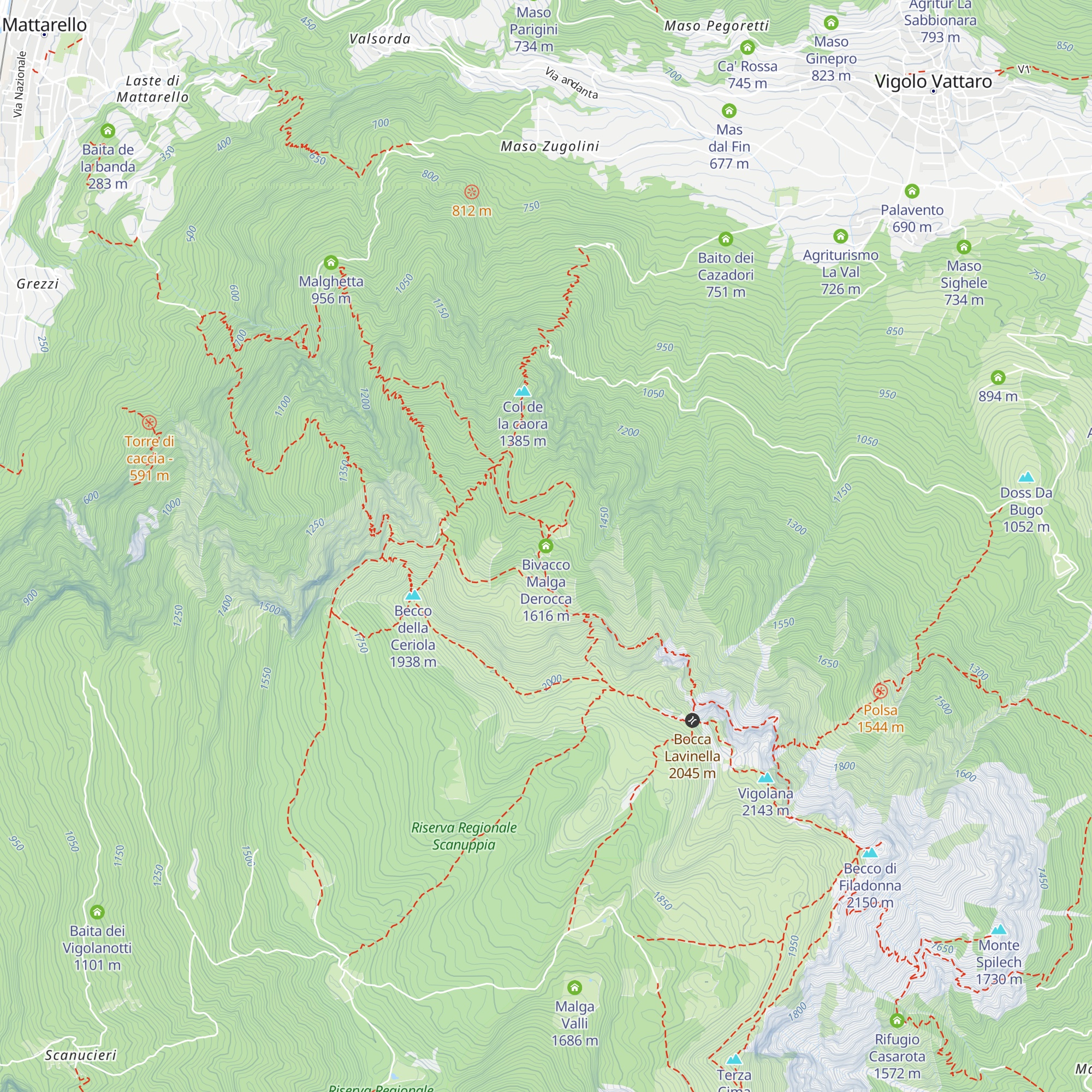 Bivacco Malga Derocca map