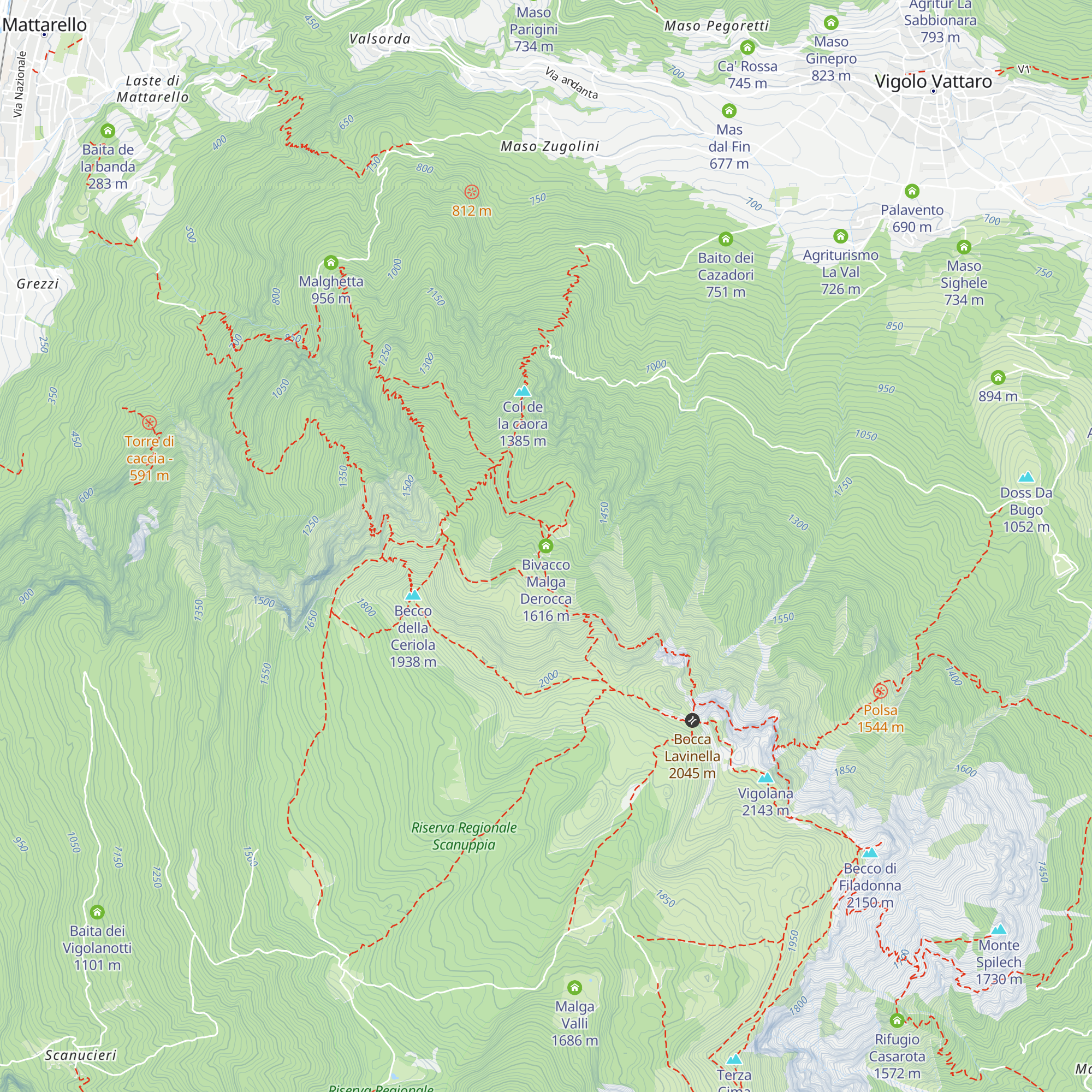 Bivacco Malga Derocca map