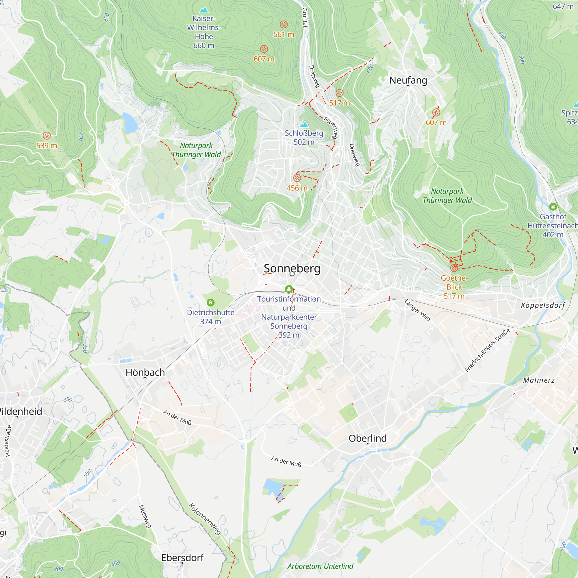 Touristinformation und Naturparkcenter Sonneberg map