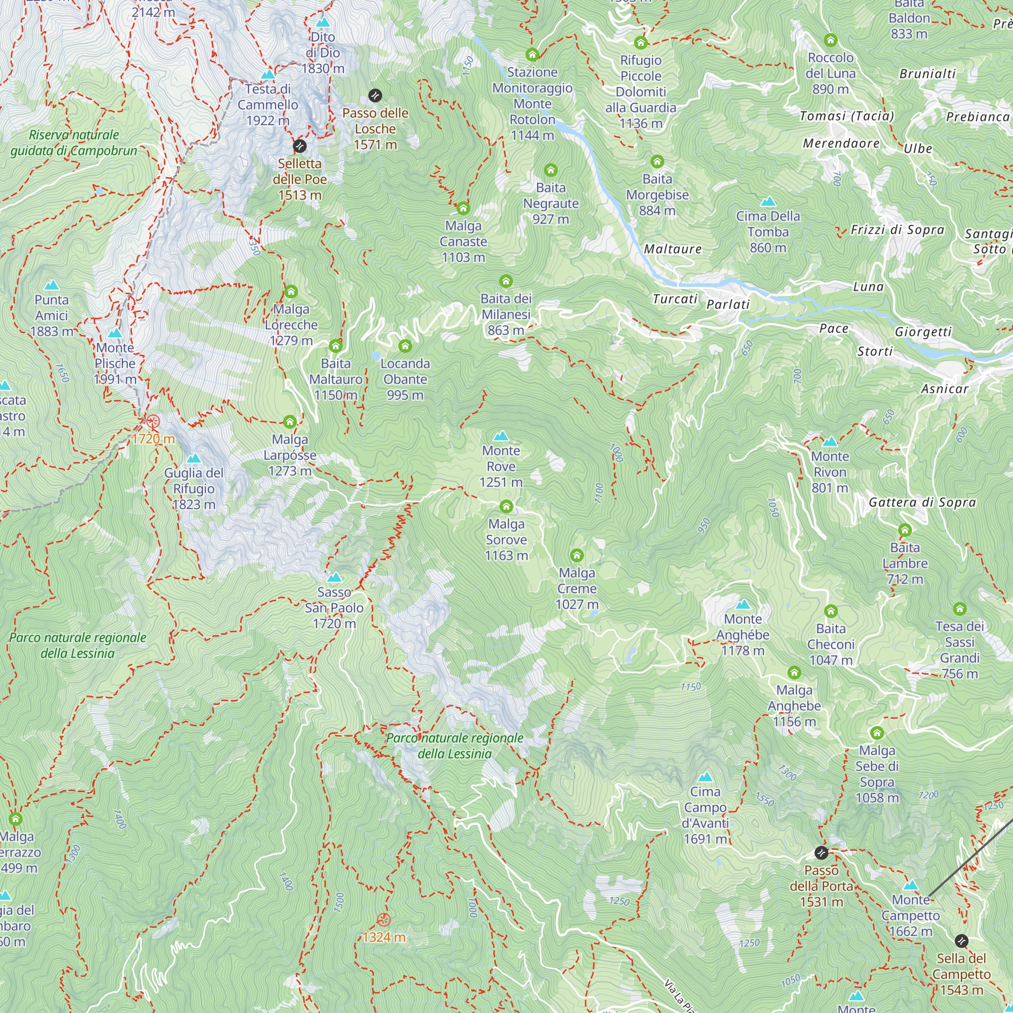 Malga Sorove map