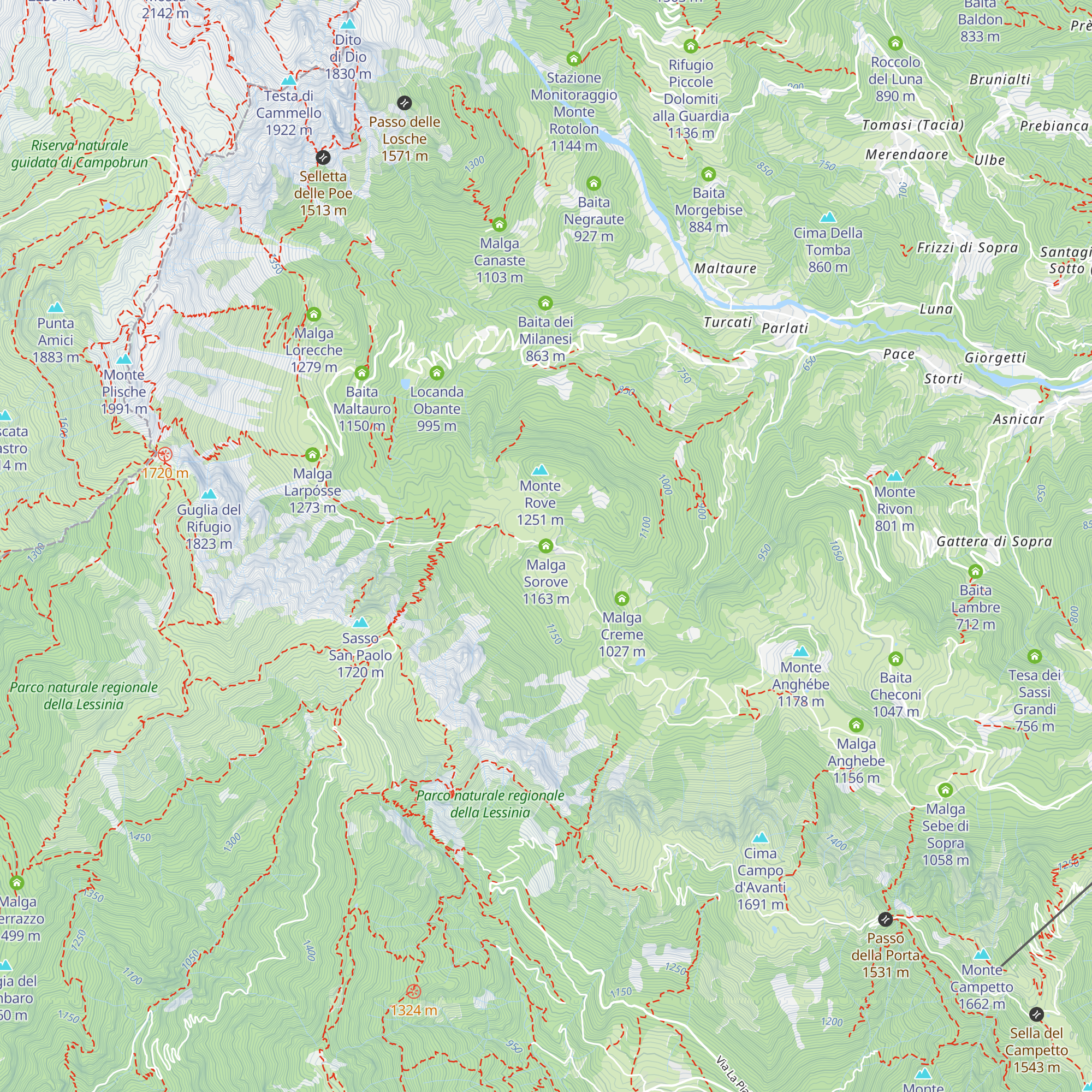 Malga Sorove map