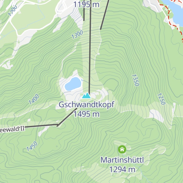 Map of Bergrettungshütte Gschwandtkopf