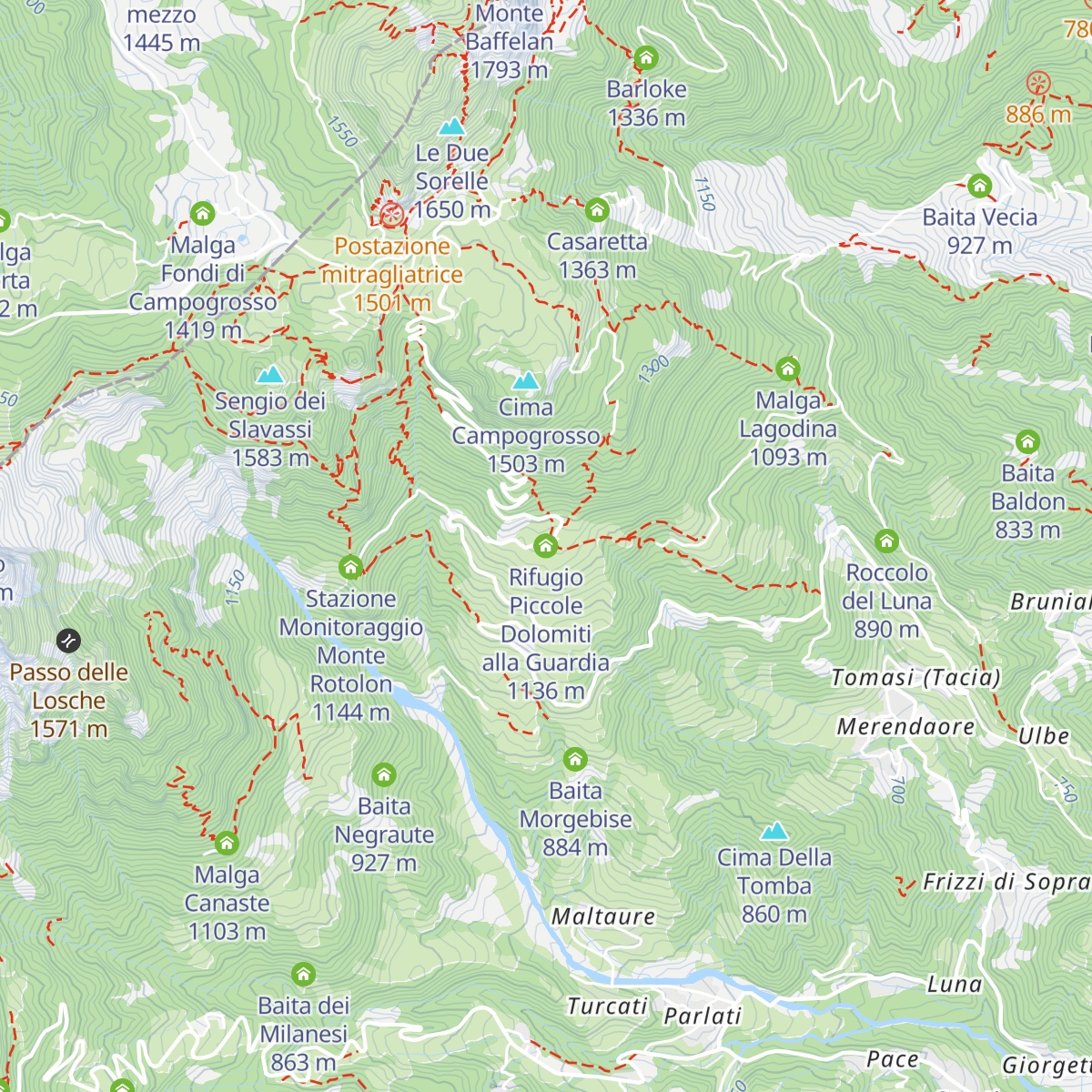 Rifugio Piccole Dolomiti alla Guardia map