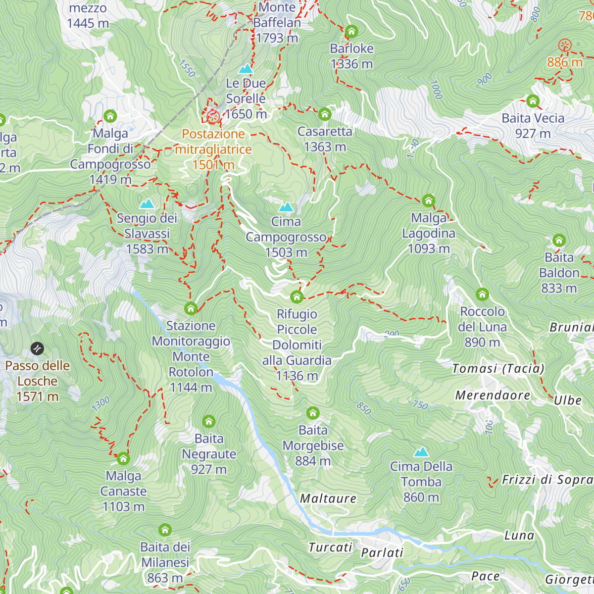 Rifugio Piccole Dolomiti alla Guardia map