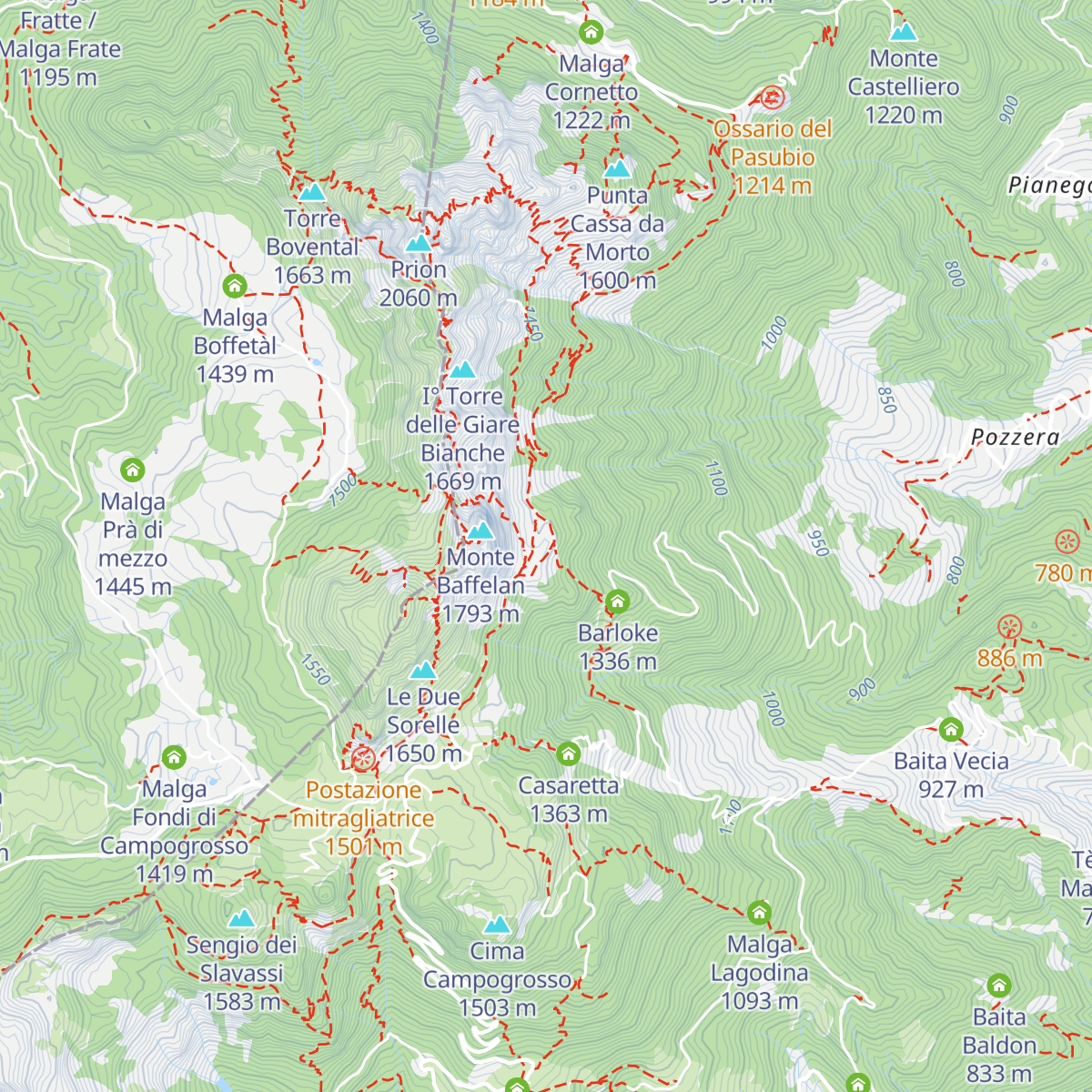 Malga Baffelan map