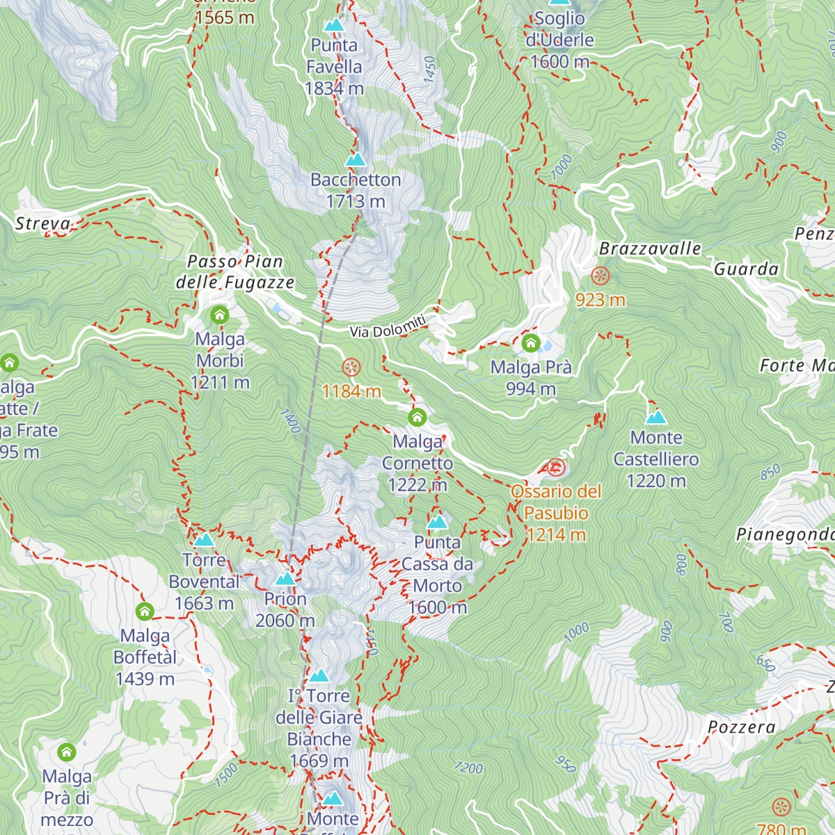 Malga Cornetto map