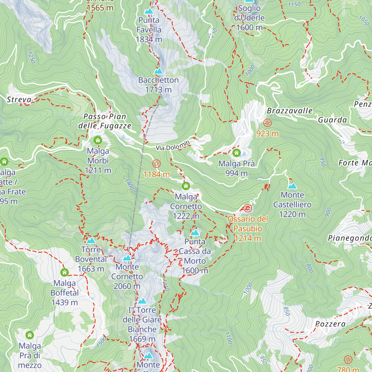 Malga Cornetto map