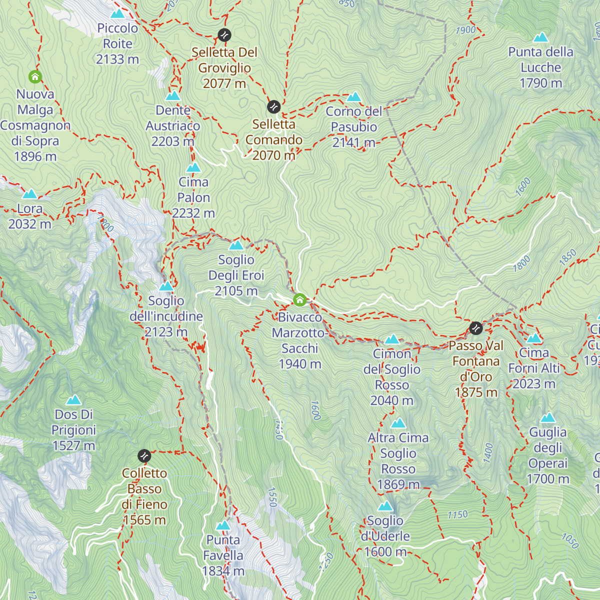 Bivacco Marzotto-Sacchi map