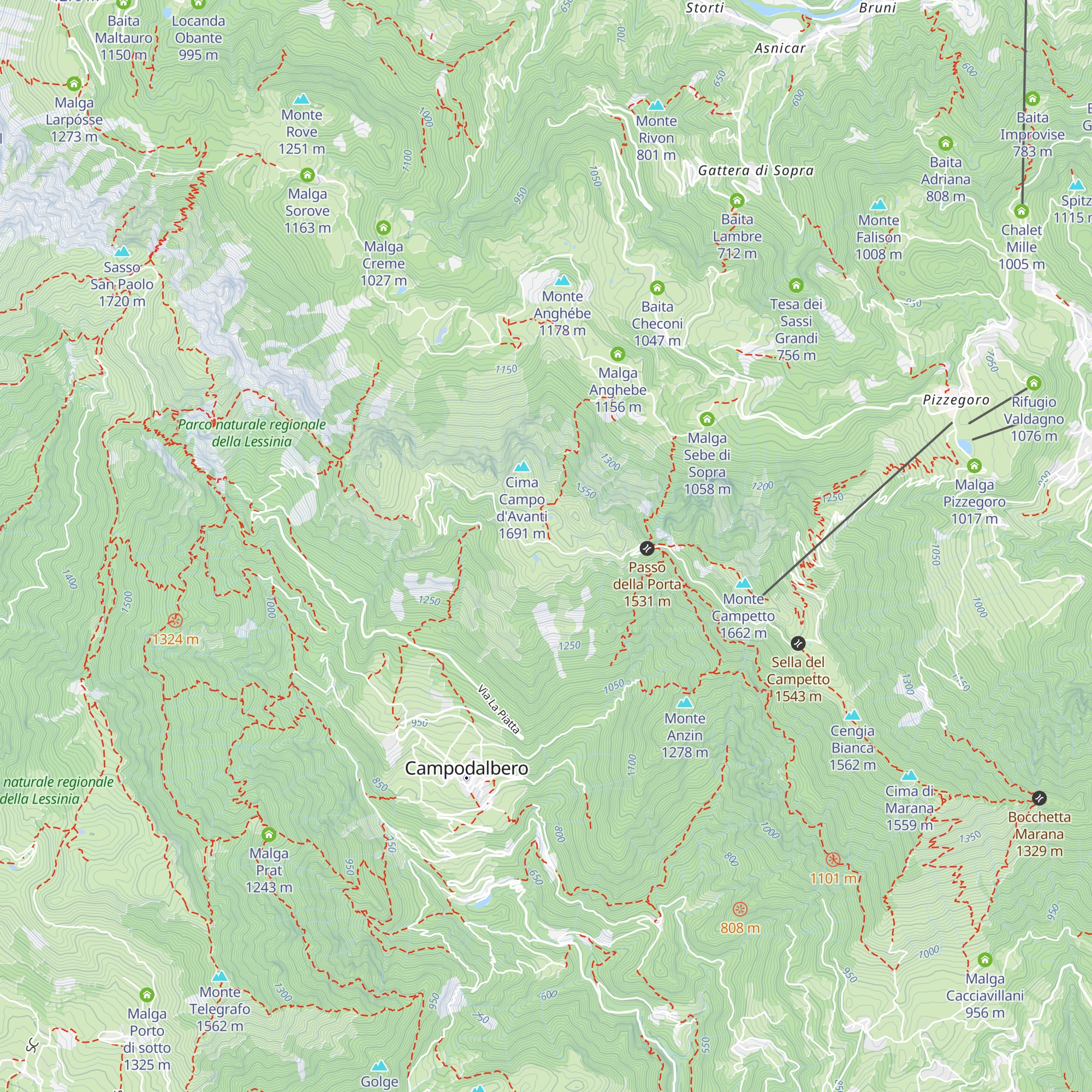 Malga Campodavanti map