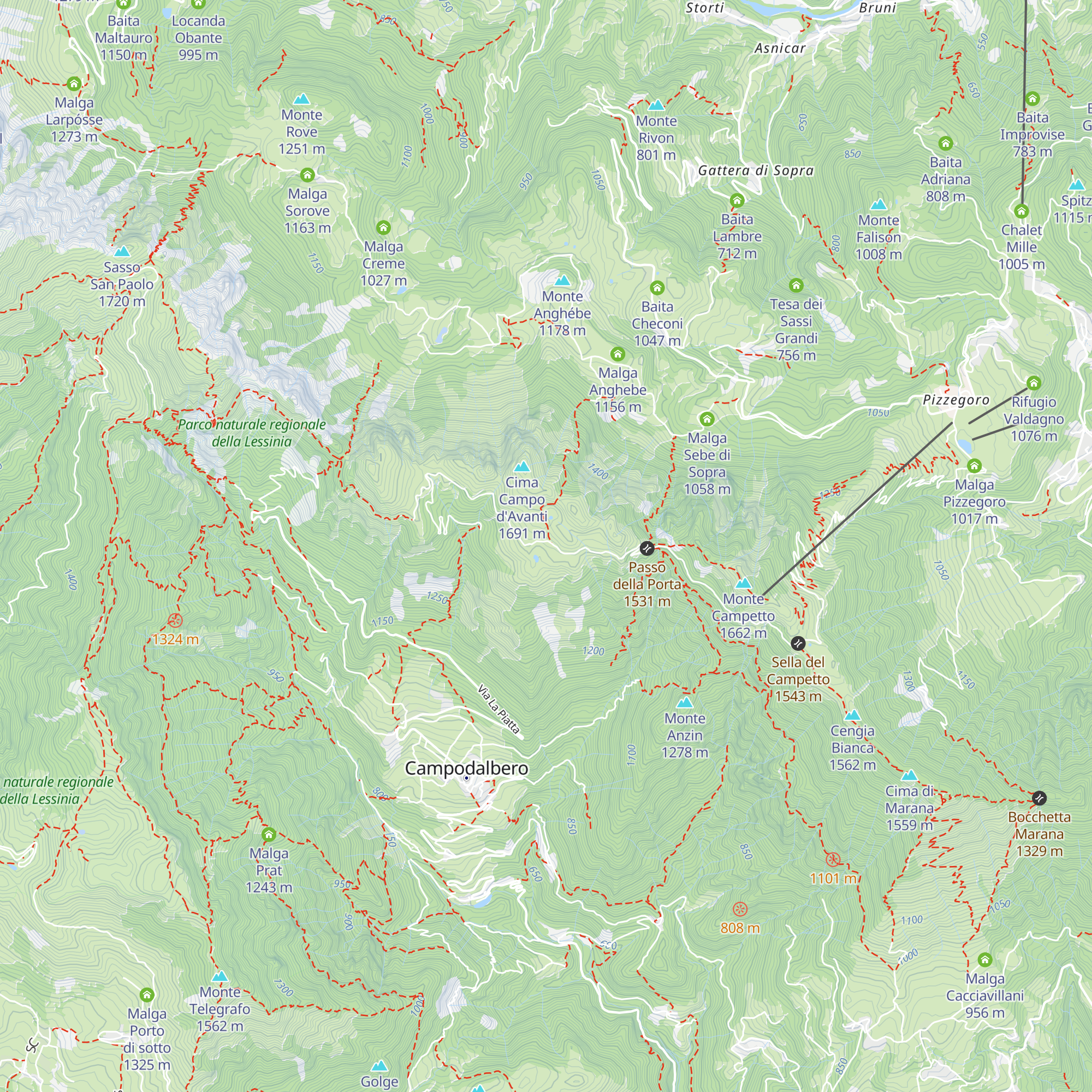 Malga Campodavanti map