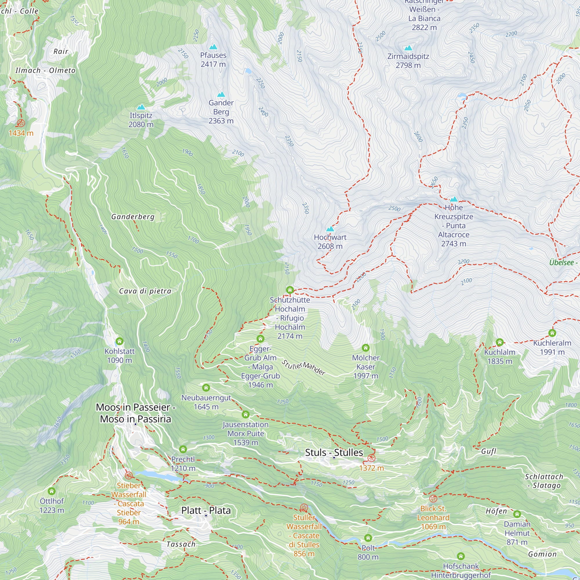 Schutzhütte Hochalm - Rifugio Hochalm map