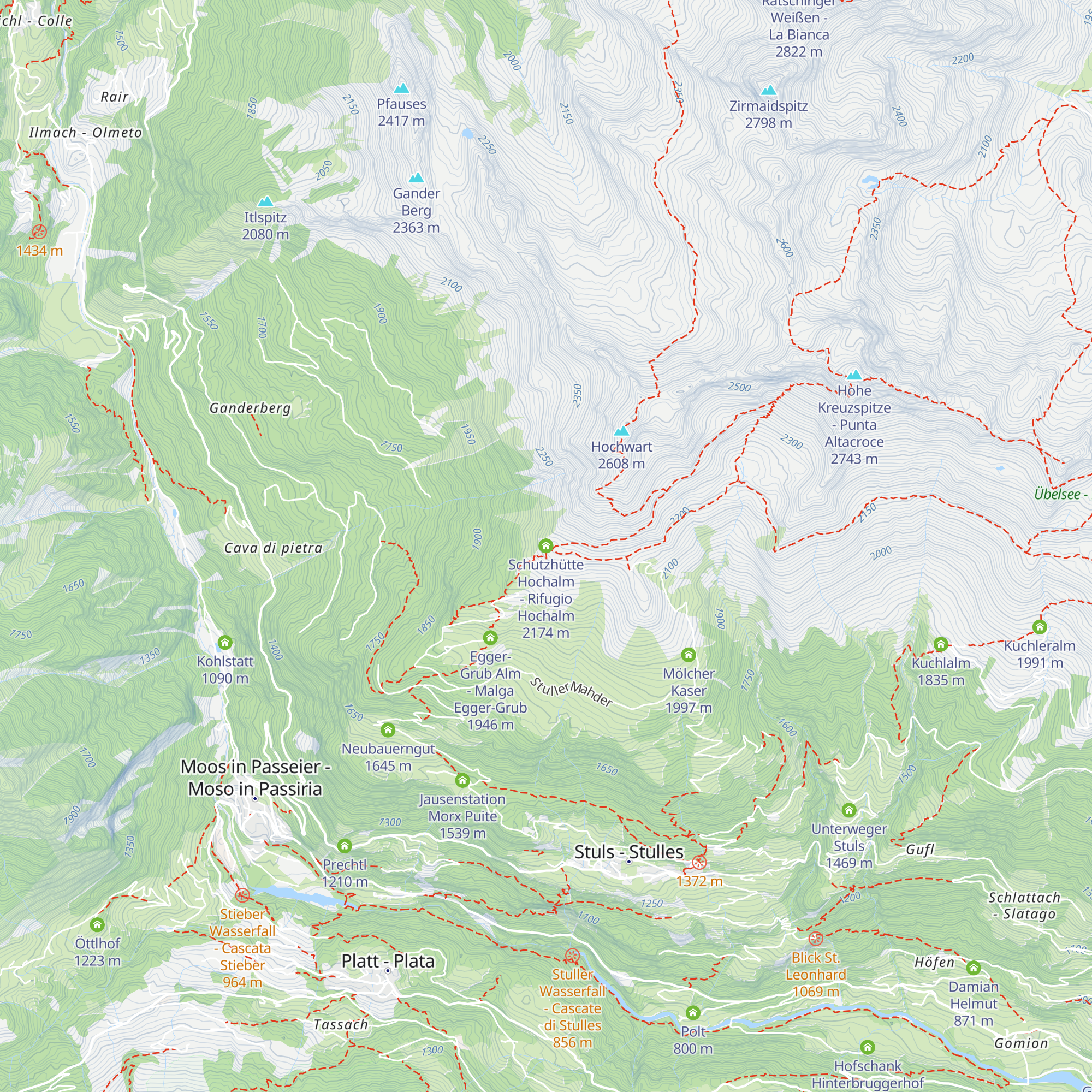 Schutzhütte Hochalm - Rifugio Hochalm map
