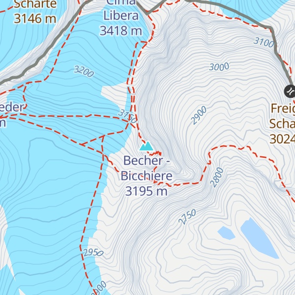Map of Becherhaus - Rifugio Gino Biasi al Bicchiere
