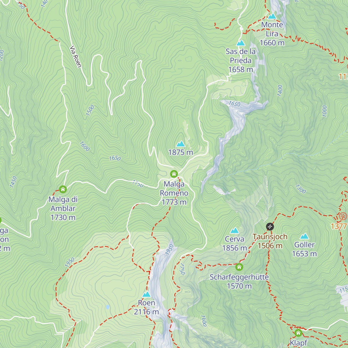 Malga Romeno map