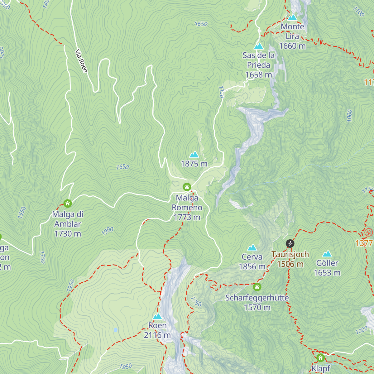 Malga Romeno map