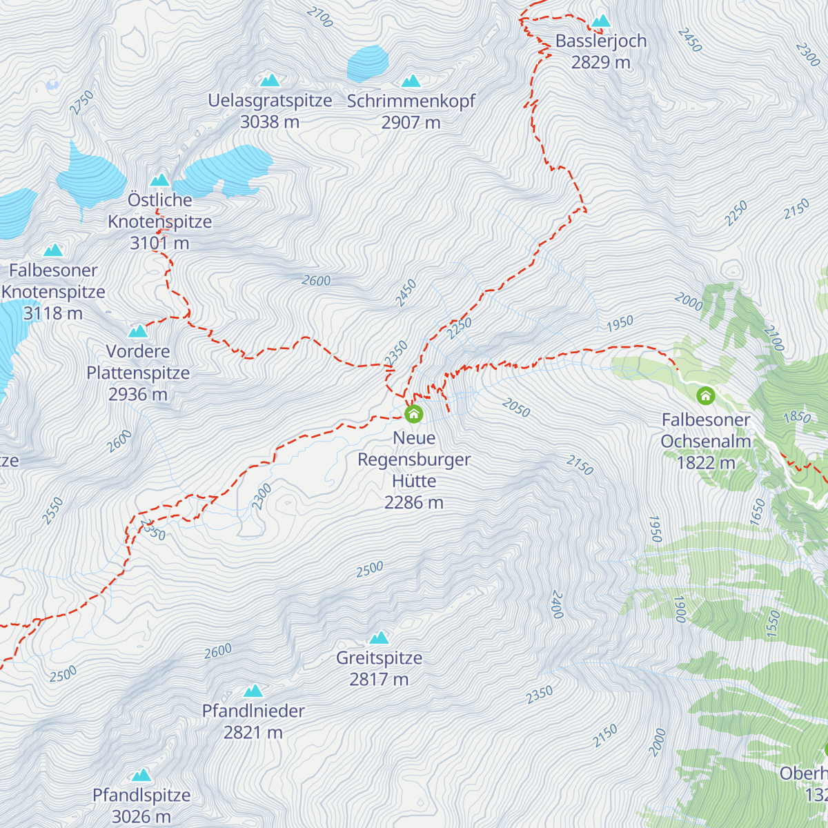 Neue Regensburger Hütte map