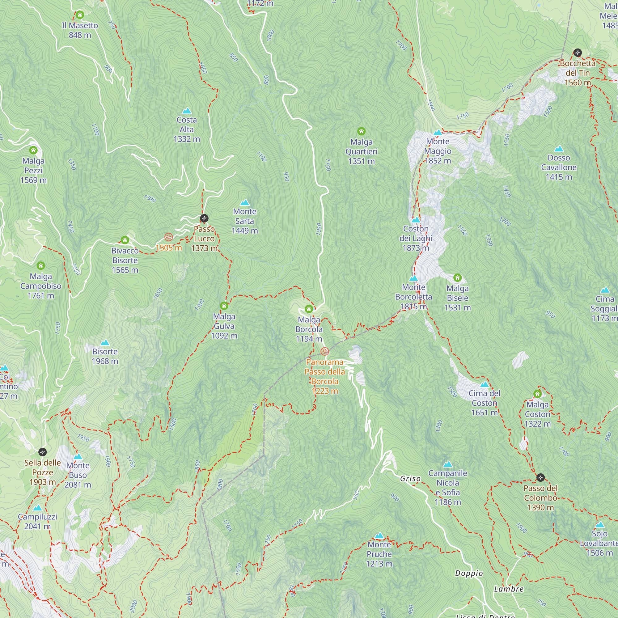Malga Borcola map